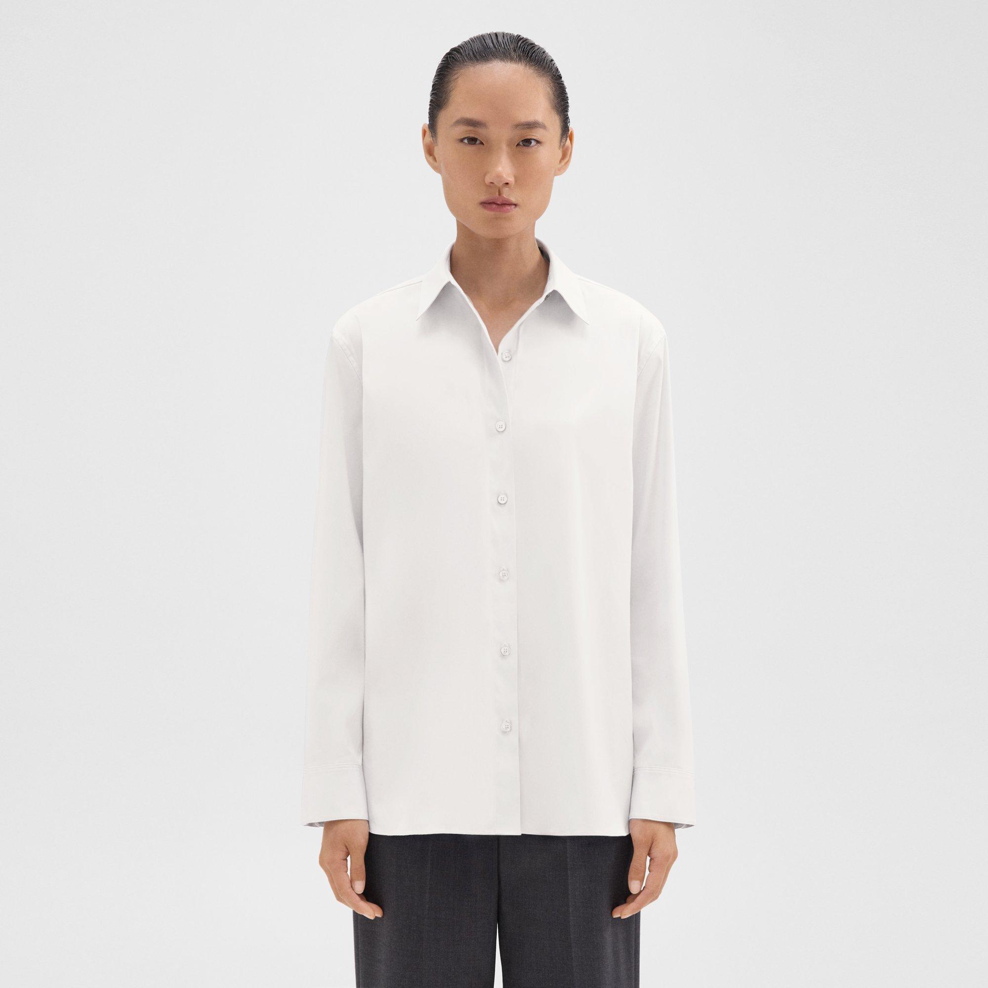 띠어리 Theory Menswear Shirt in Good Cotton,WHITE