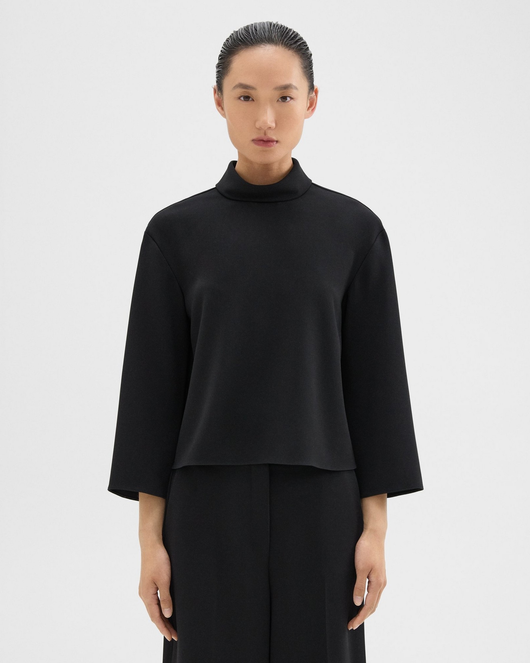 Theory Roll Neck Top in Admiral Crepe