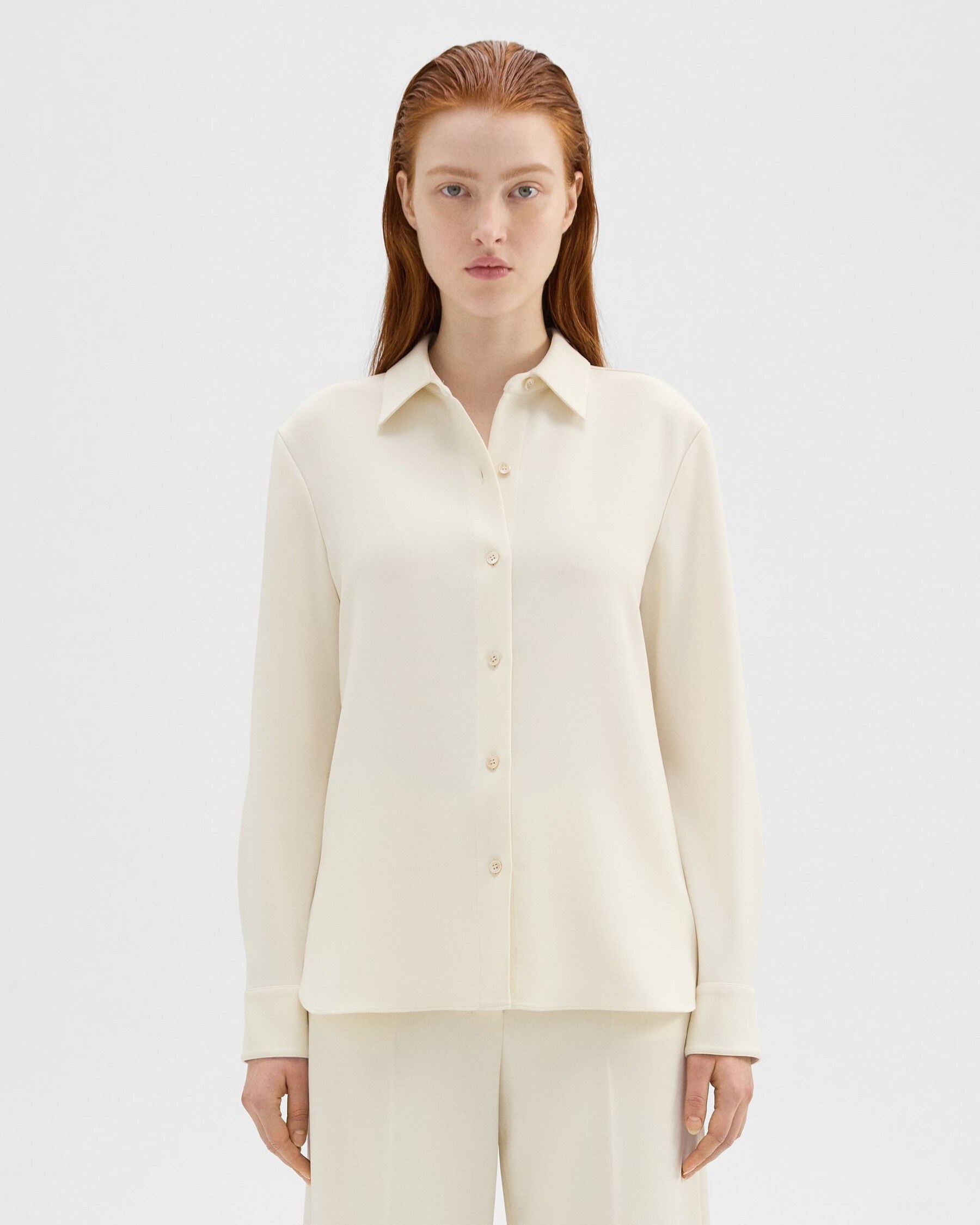 Theory Straight Shirt in Admiral Crepe