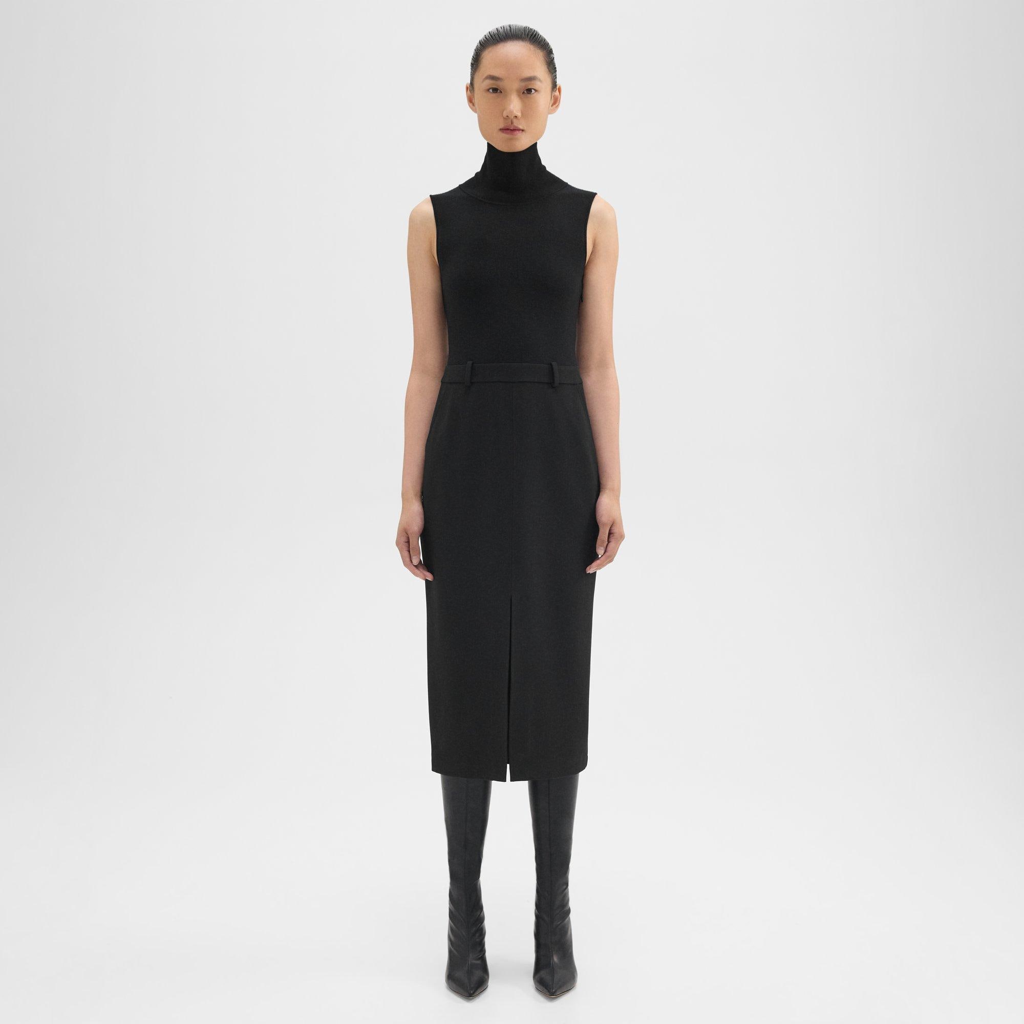 Admiral Crepe Funnel Neck Combo Dress | Theory