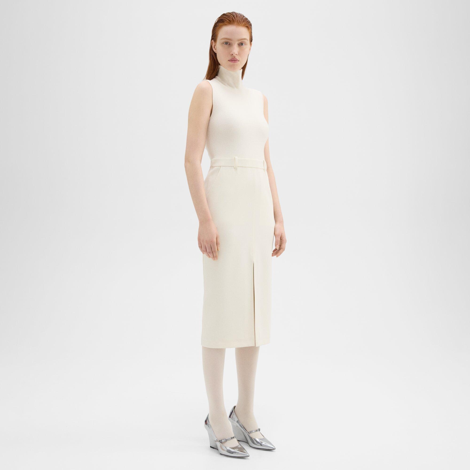 Admiral Crepe Funnel Neck Combo Dress | Theory