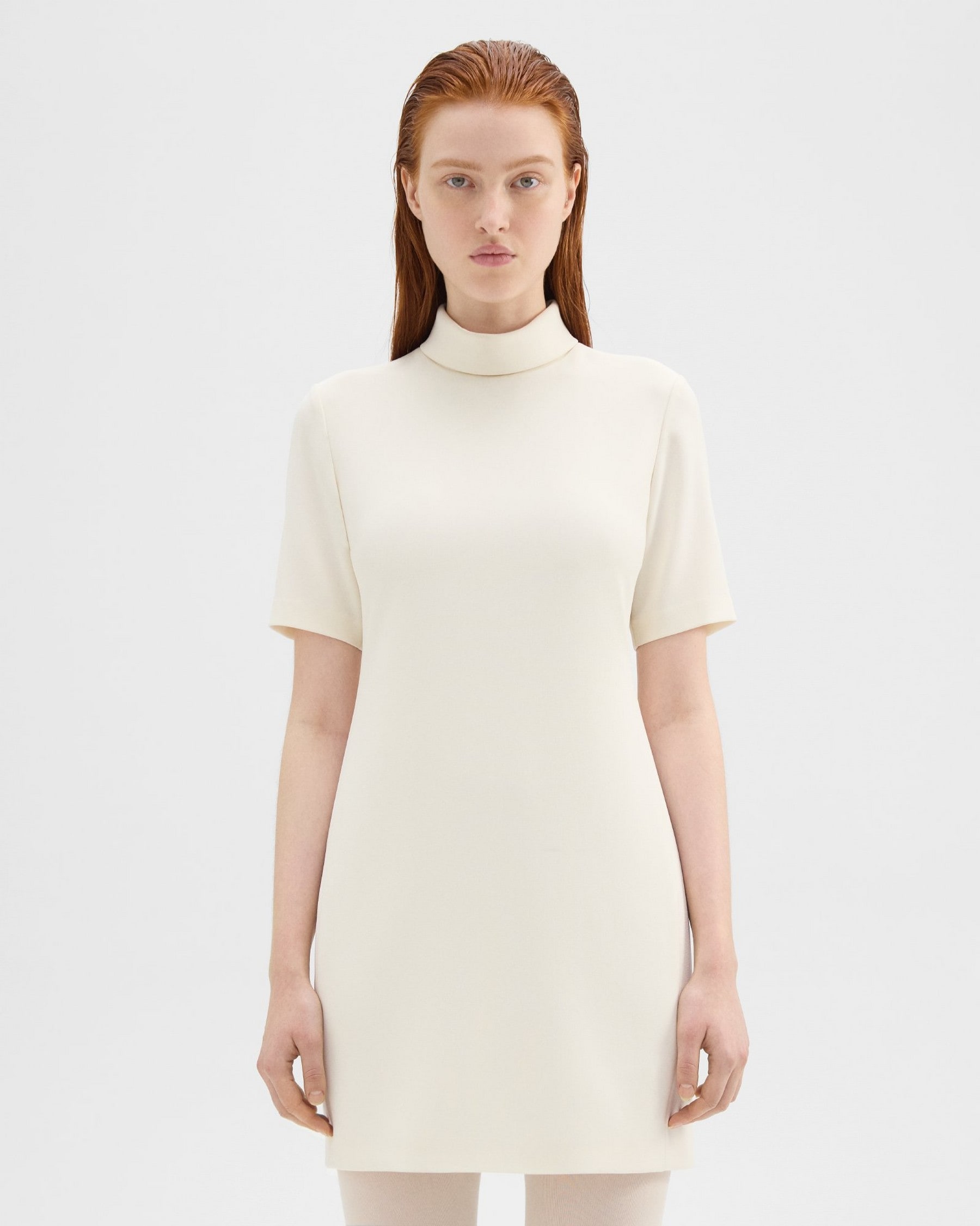 Theory Mini Roll Neck Dress in Admiral Crepe