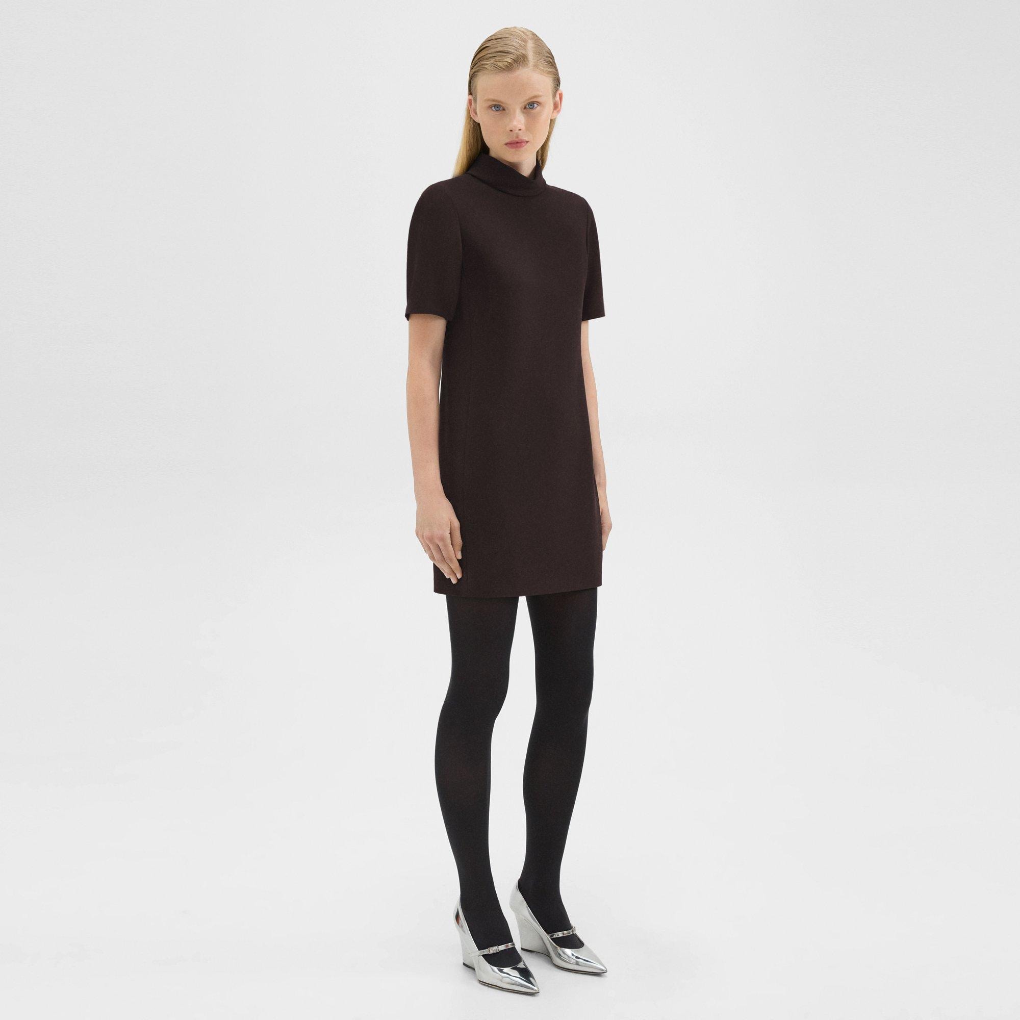 Mini Roll Neck Dress in Admiral Crepe