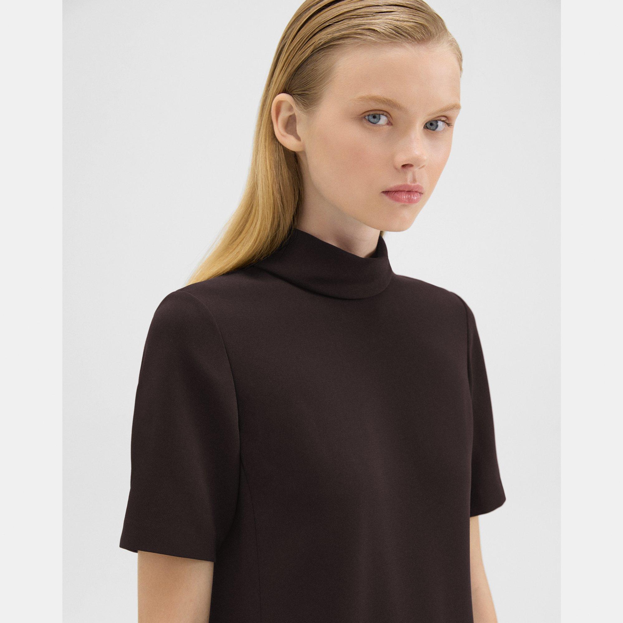 Mini Roll Neck Dress in Admiral Crepe