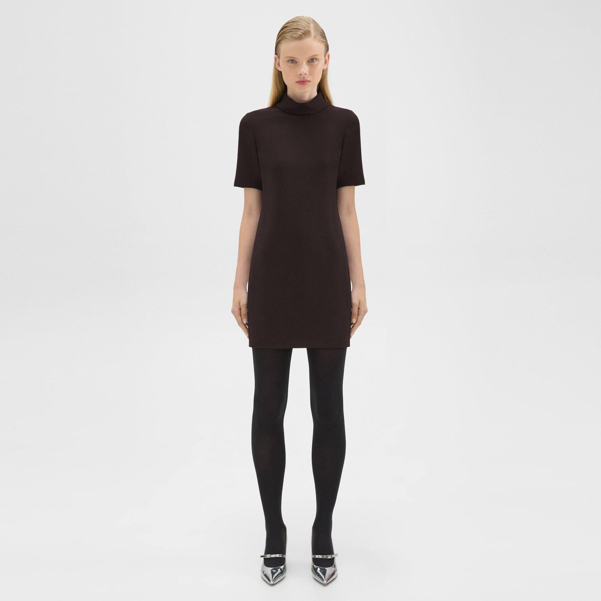 Mini Roll Neck Dress in Admiral Crepe