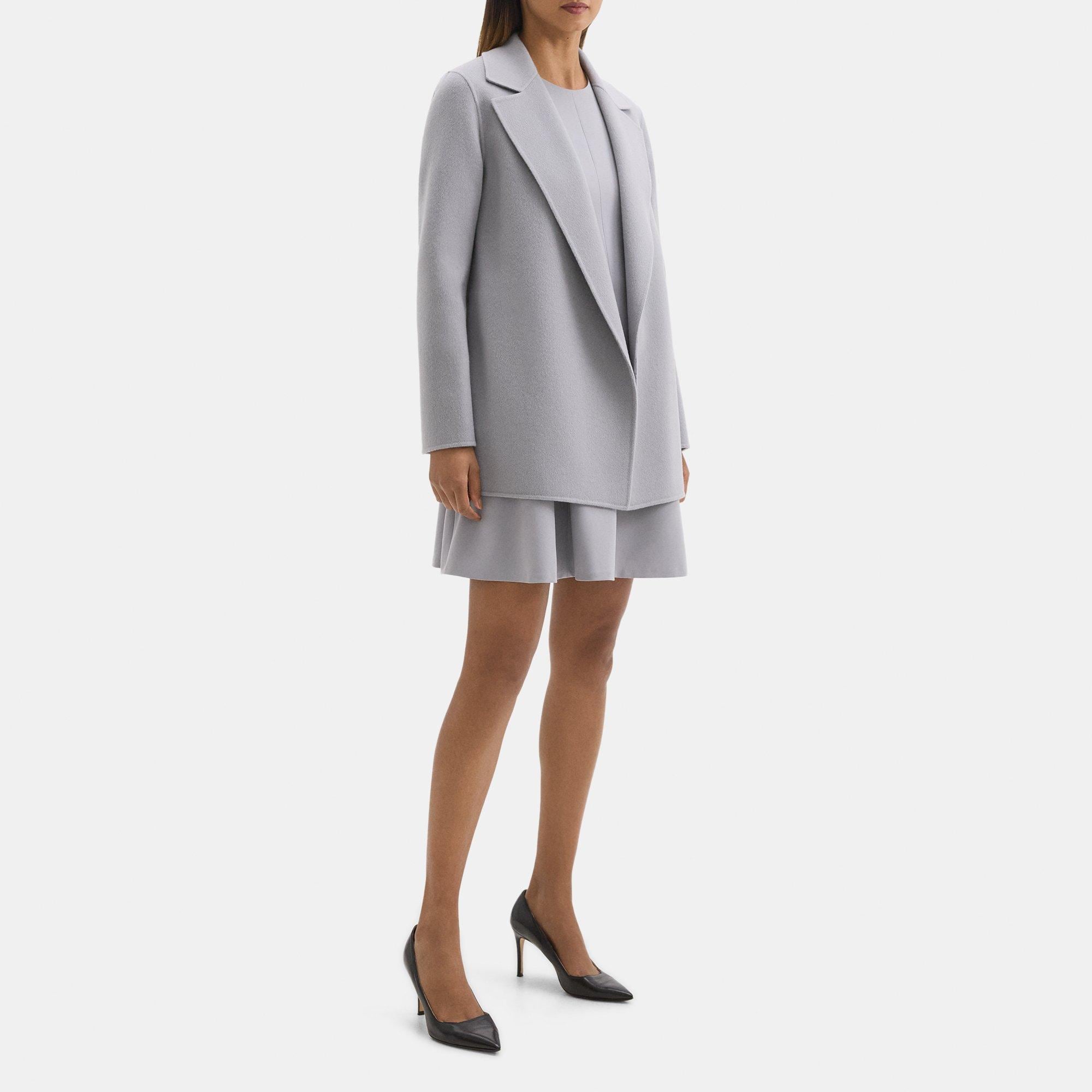 Open Front Coat in Double-Face Wool-Cashmere