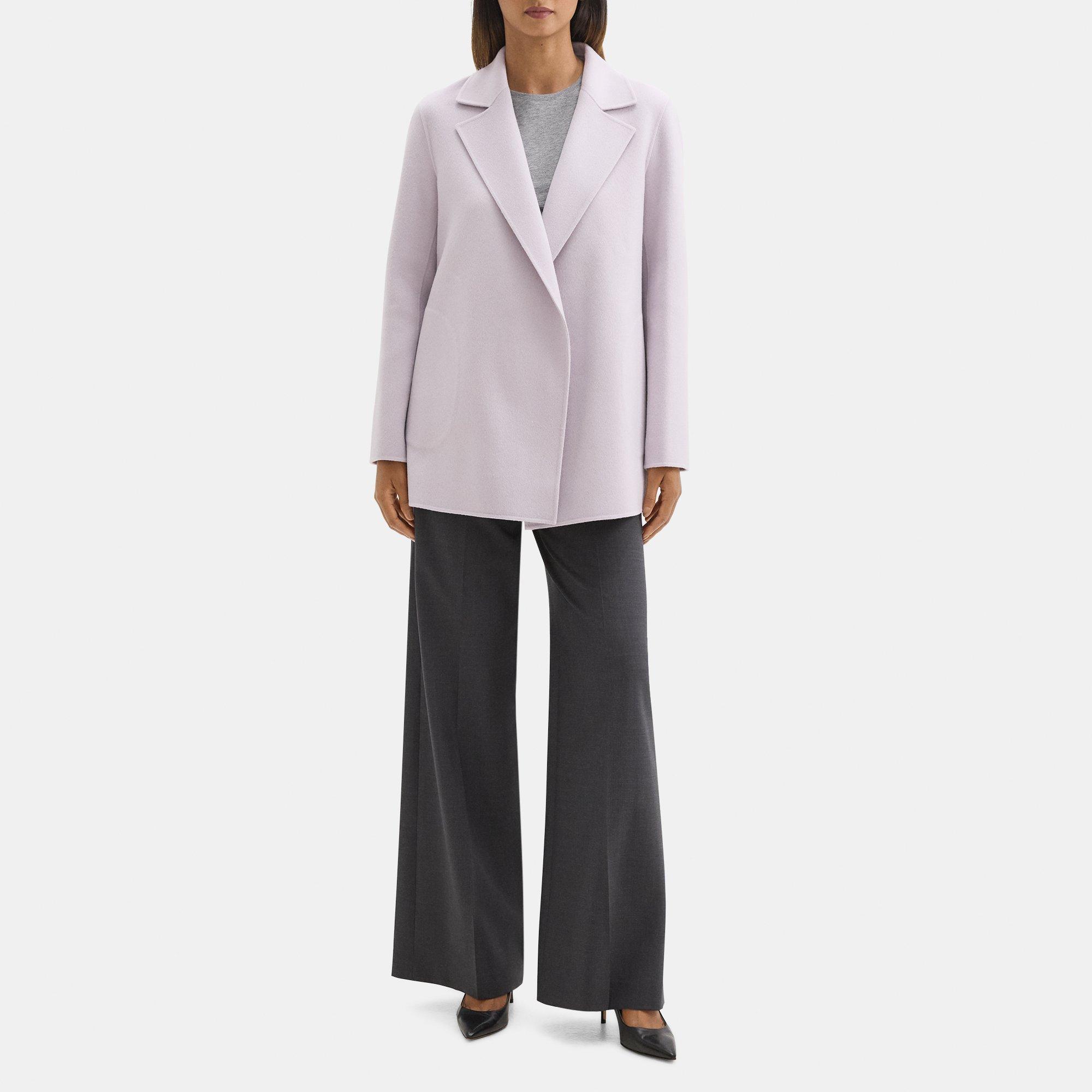 Open Front Coat in Double-Face Wool-Cashmere