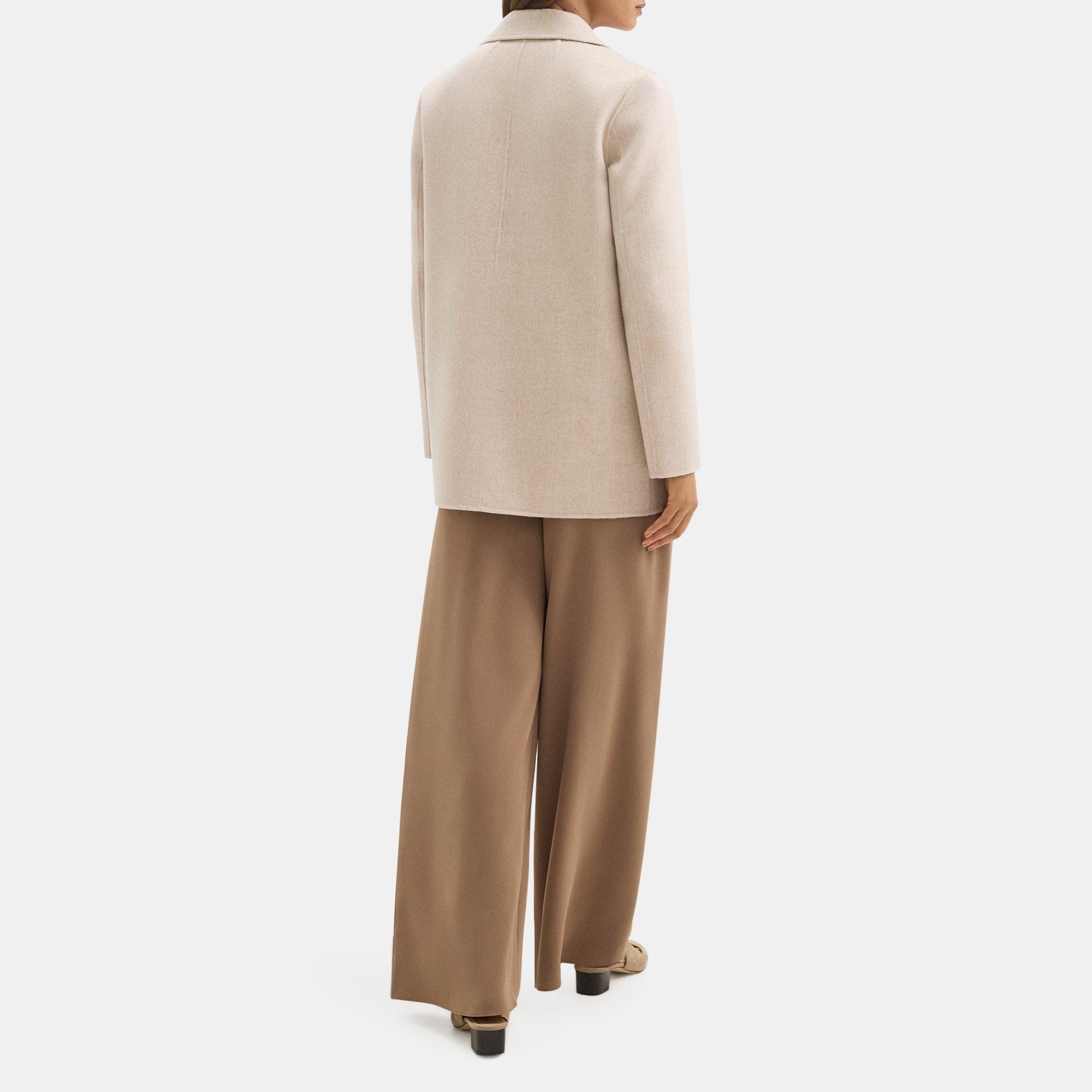 Open Front Coat in Double-Face Wool-Cashmere