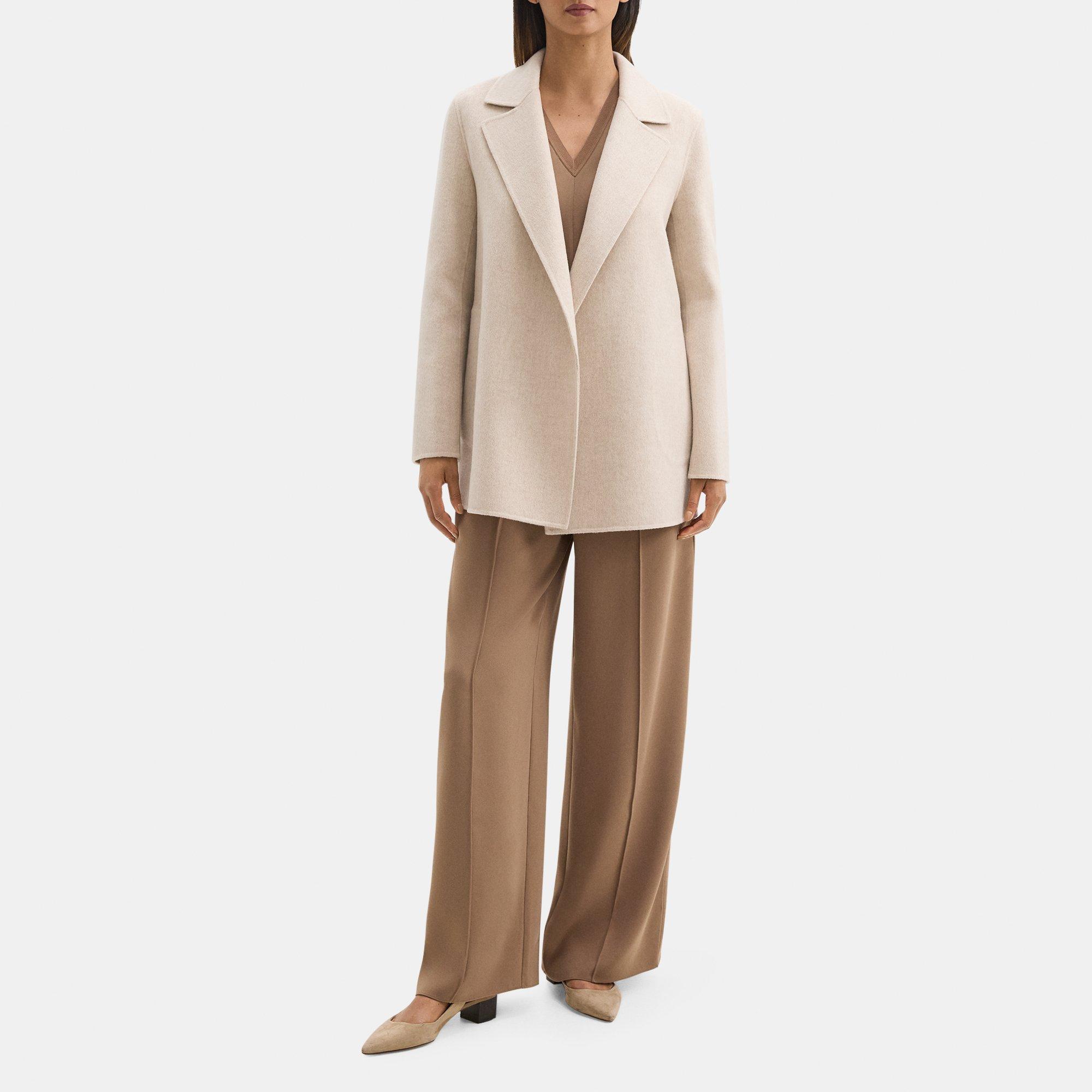 Open Front Coat in Double-Face Wool-Cashmere