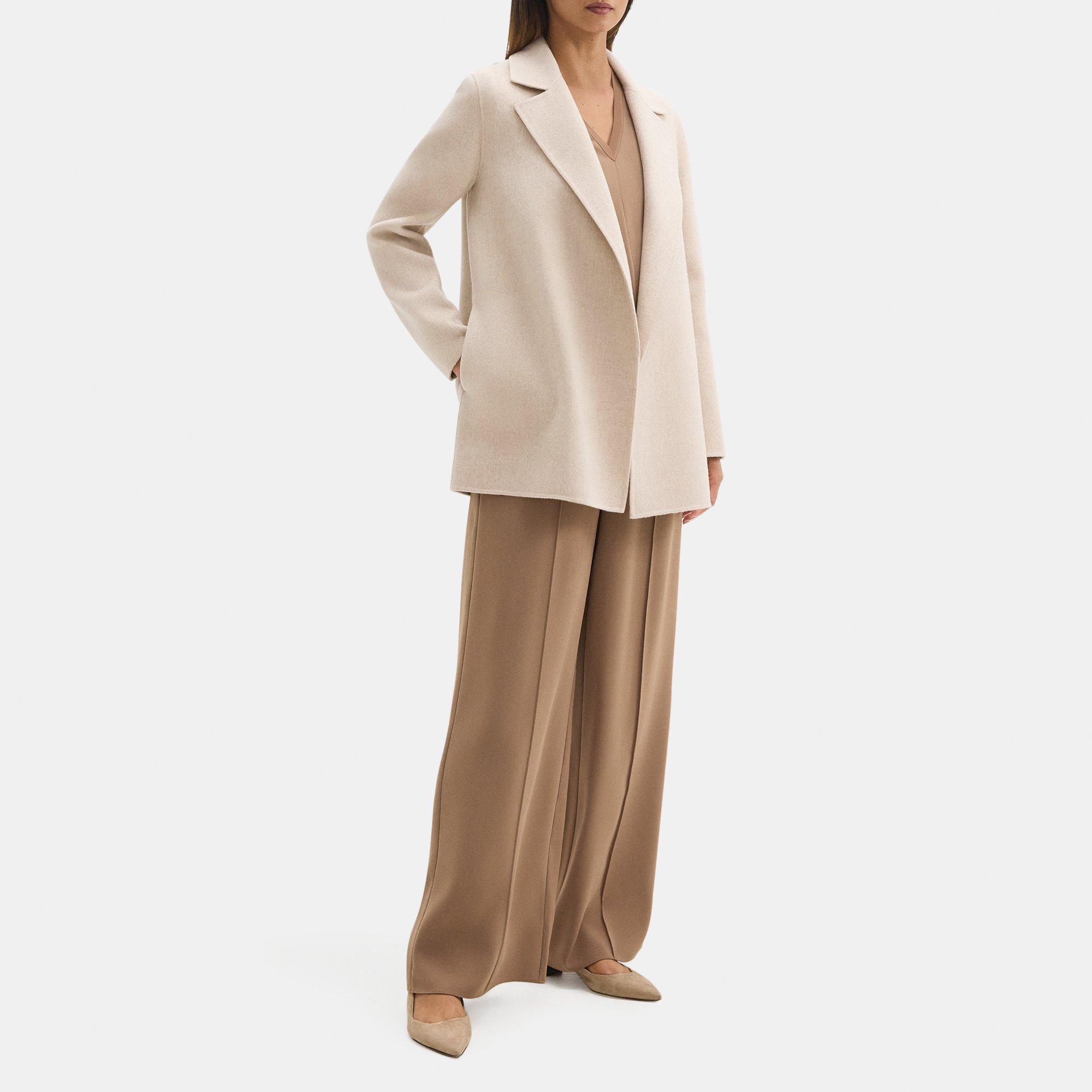 Open Front Coat in Double-Face Wool-Cashmere
