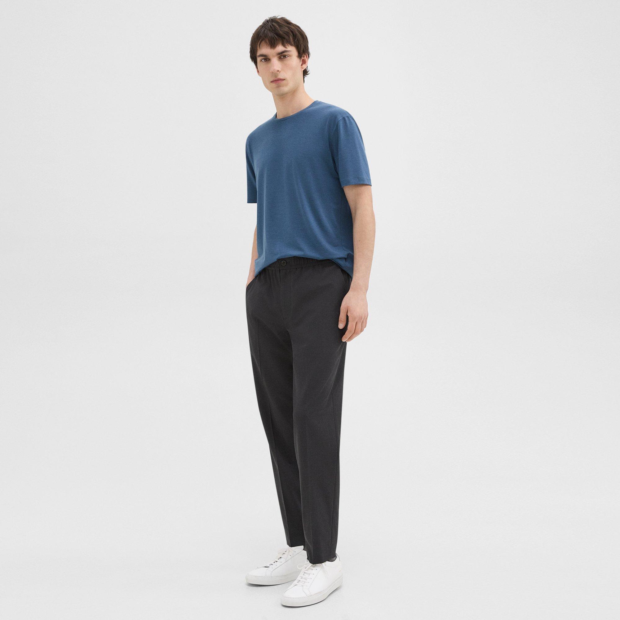 띠어리 Theory Larin Drawstring Pant in Stretch Wool,DARK CHARCOAL