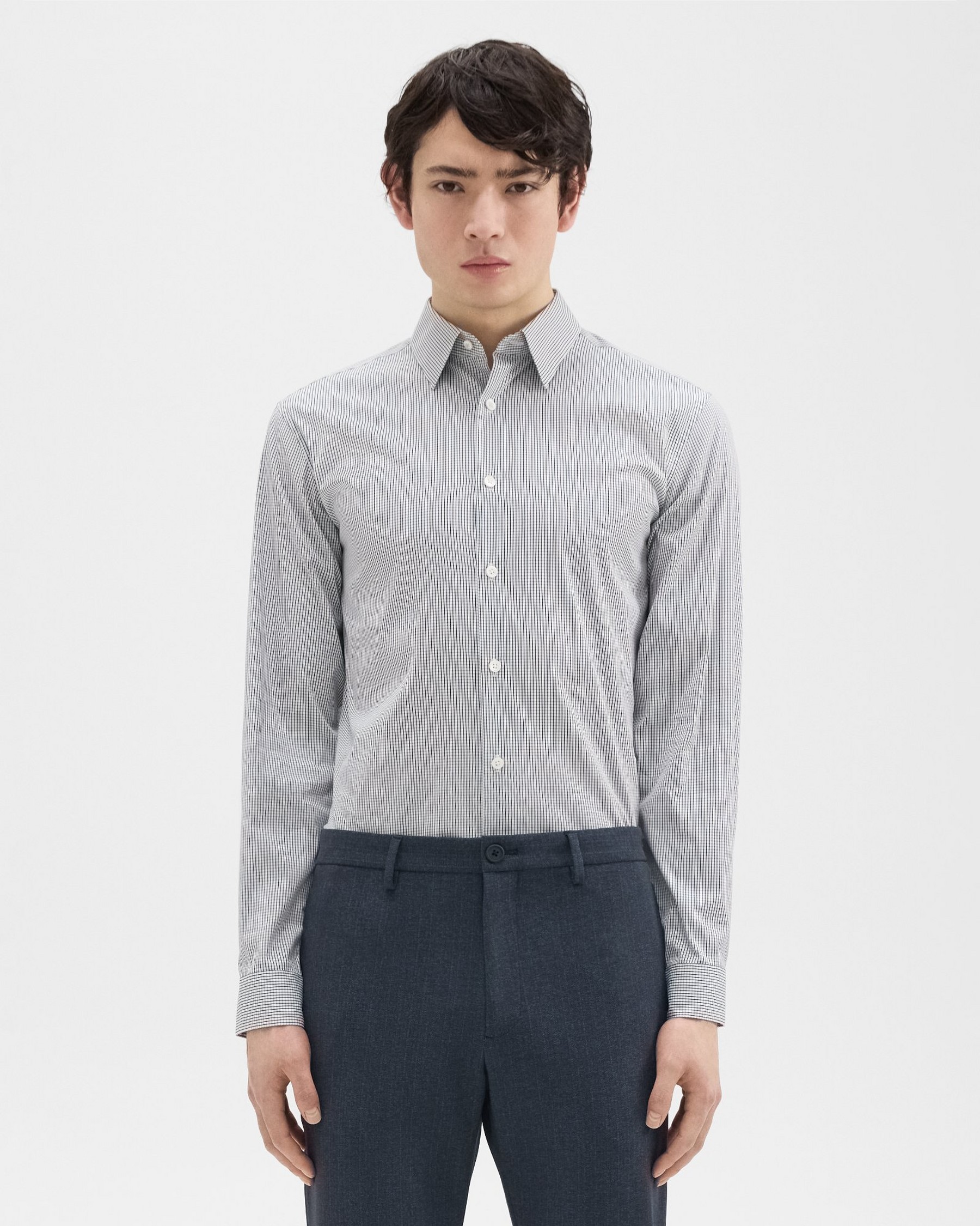 Theory Irving Shirt in Checked Good Cotton