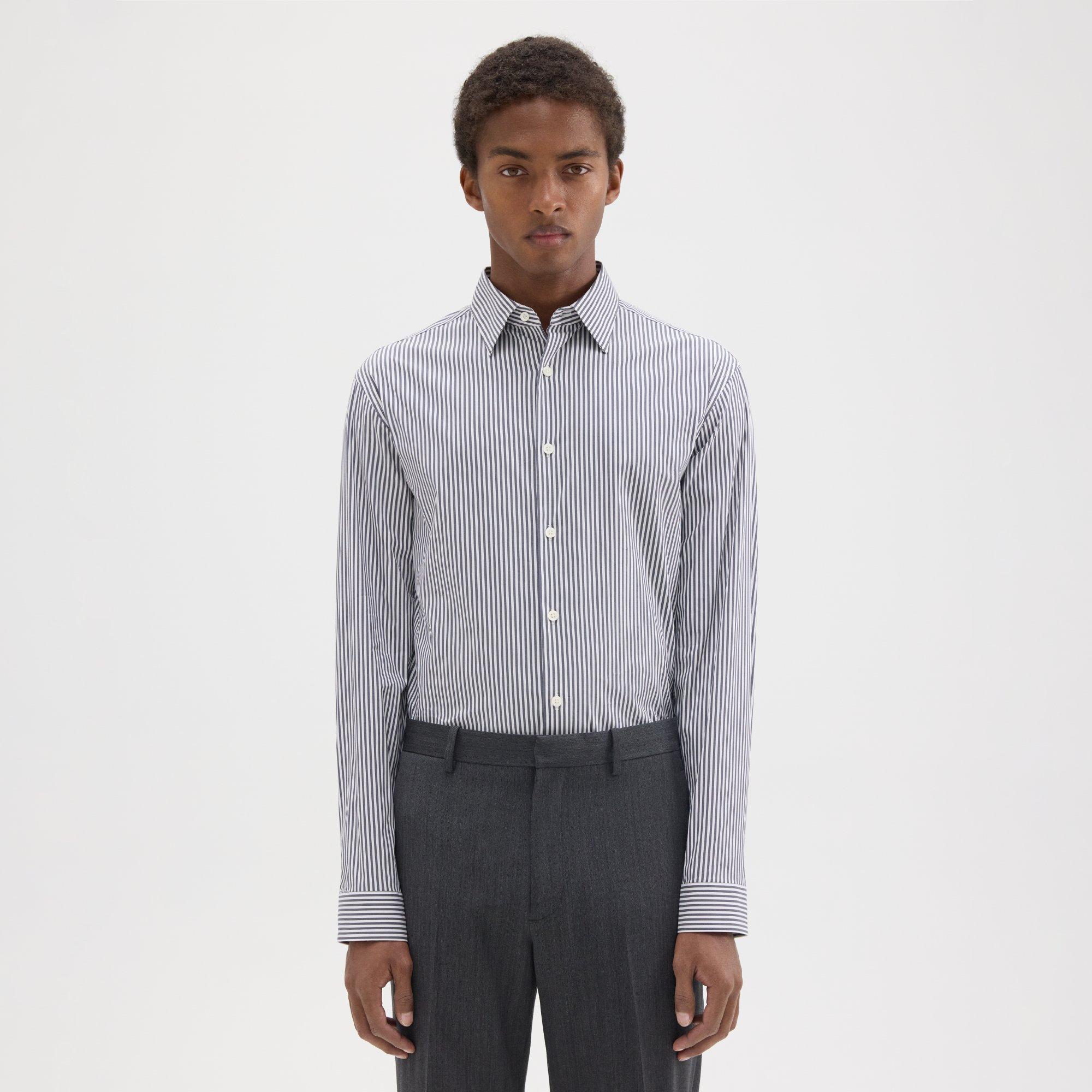 Theory Irving Shirt in Striped Good Cotton