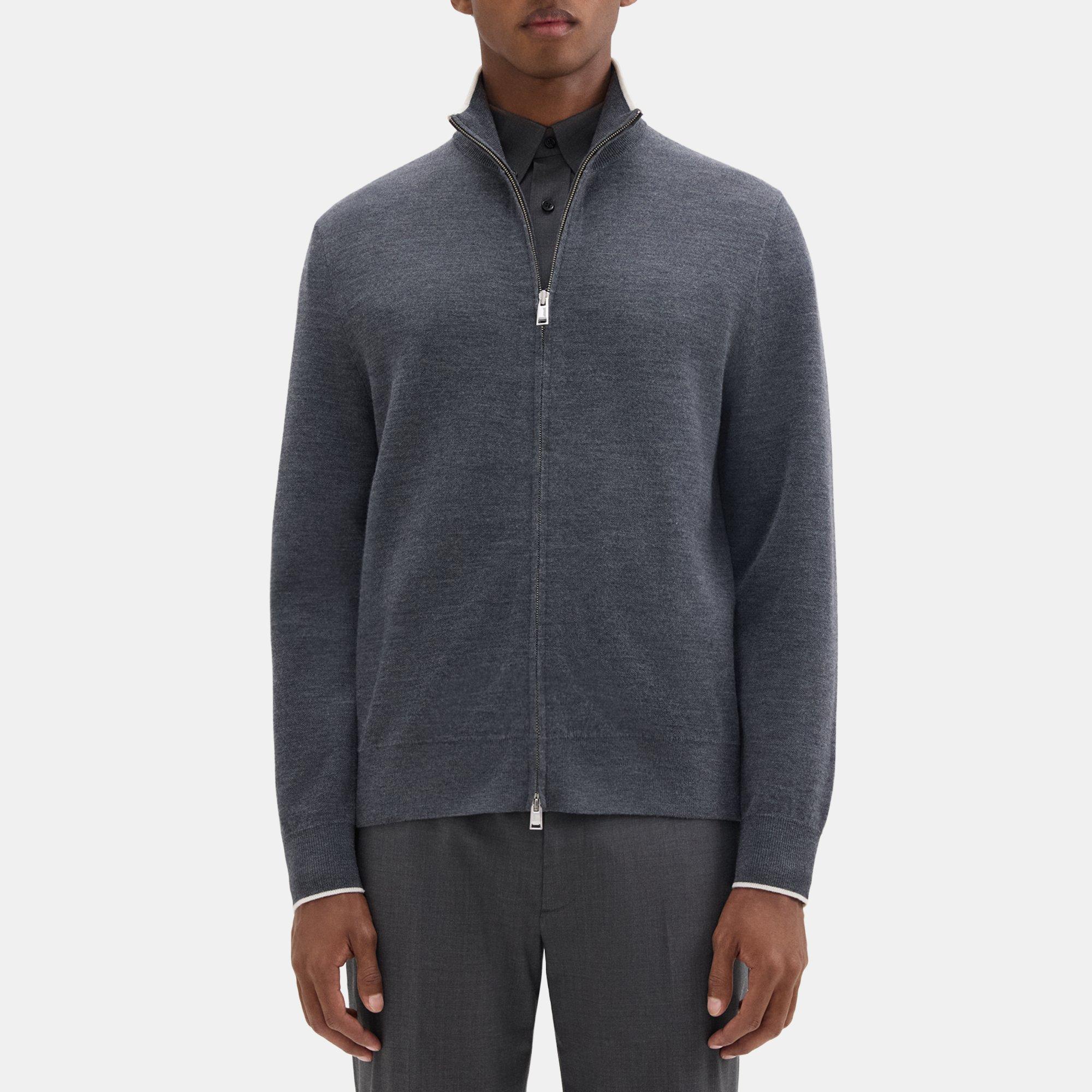 Theory Remi Zip Cardigan in Regal Wool