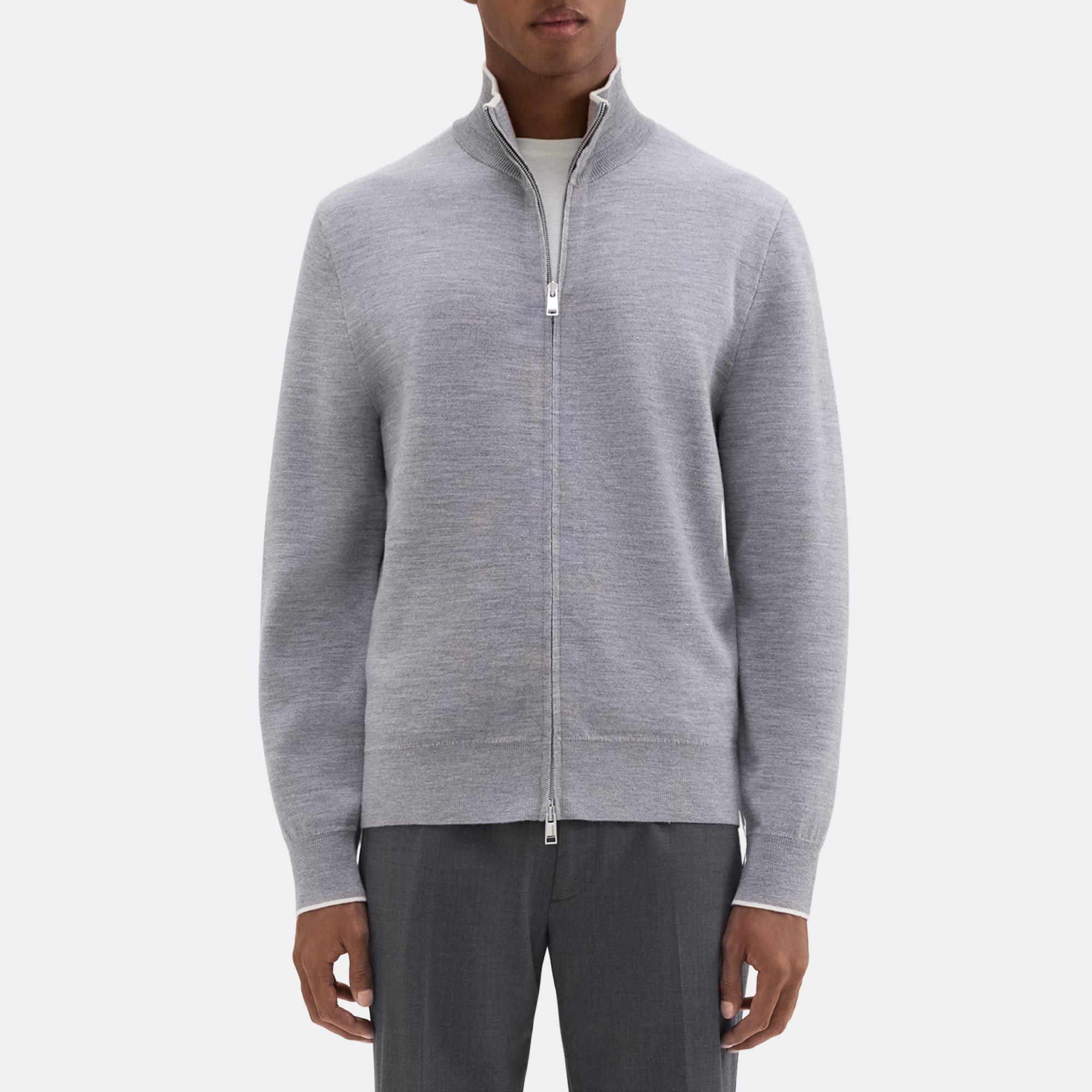 Theory Remi Zip Cardigan in Regal Wool