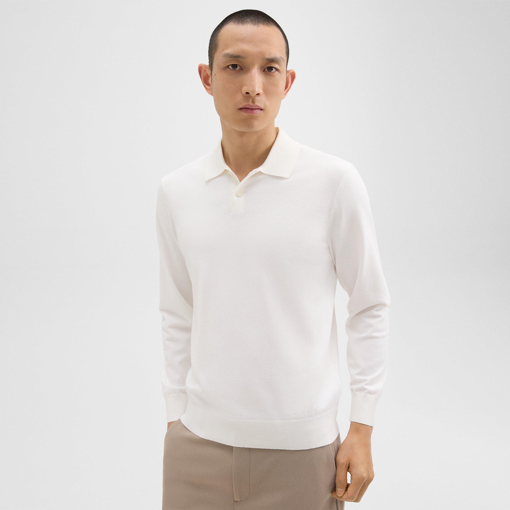 Goris Long-Sleeve Polo Shirt in Light Bilen