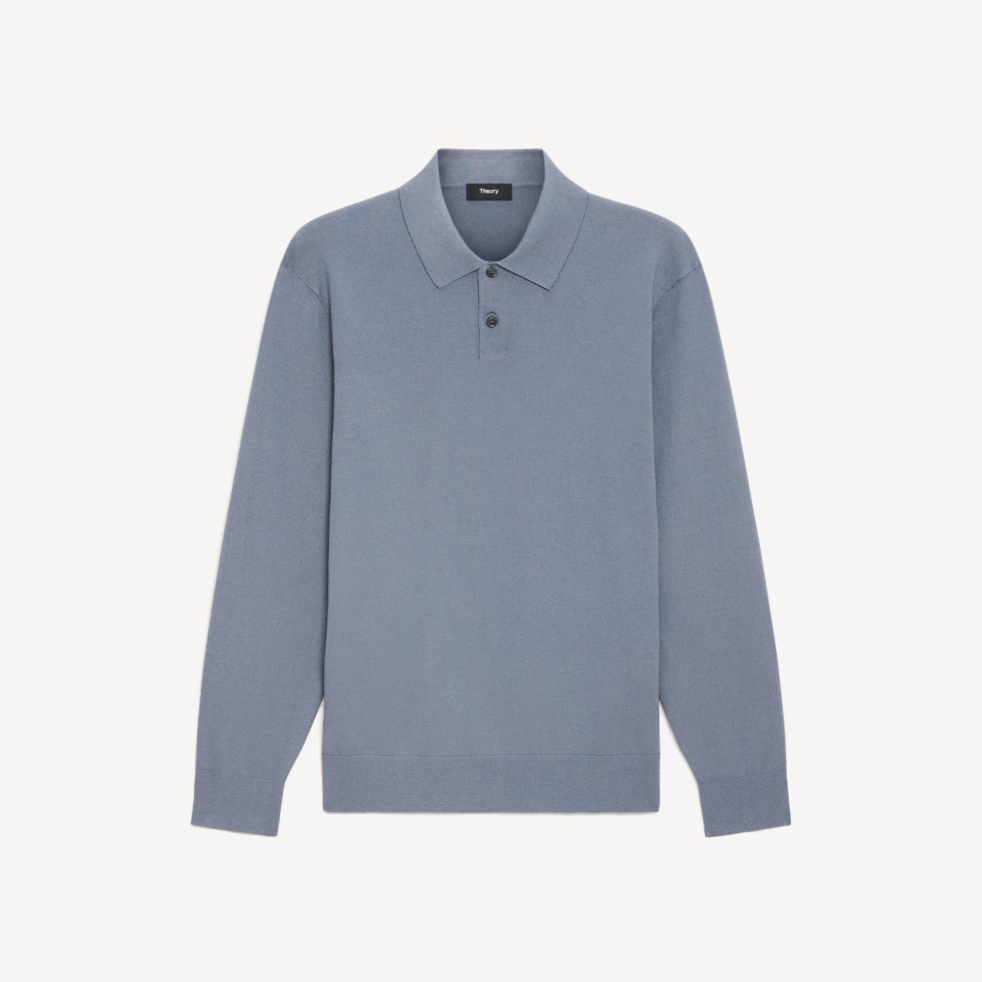 Goris Long-Sleeve Polo Shirt in Light Bilen