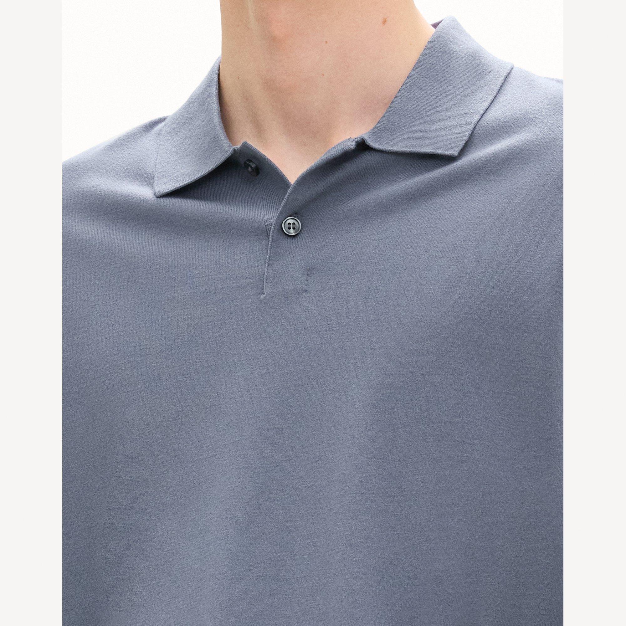 Goris Long-Sleeve Polo Shirt in Light Bilen