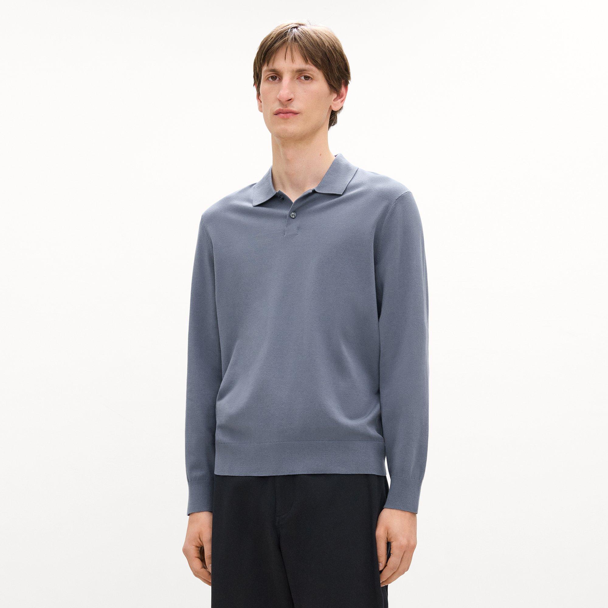 Goris Long-Sleeve Polo Shirt in Light Bilen