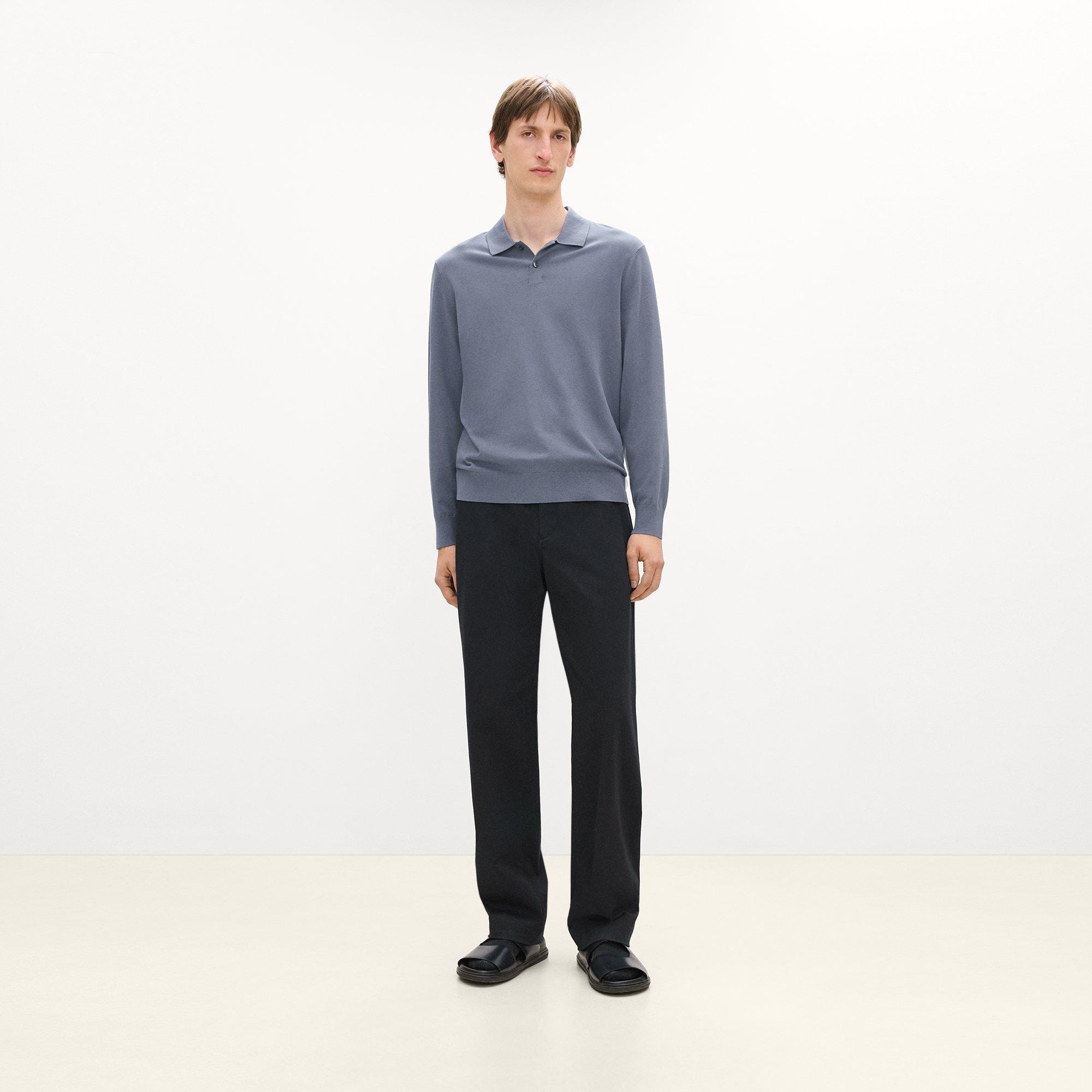 Goris Long-Sleeve Polo Shirt in Light Bilen