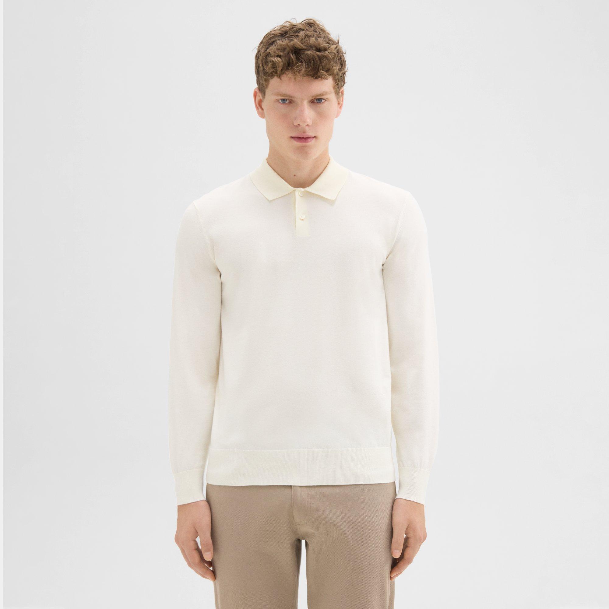 Theory Goris Long-Sleeve Polo Shirt in Light Bilen