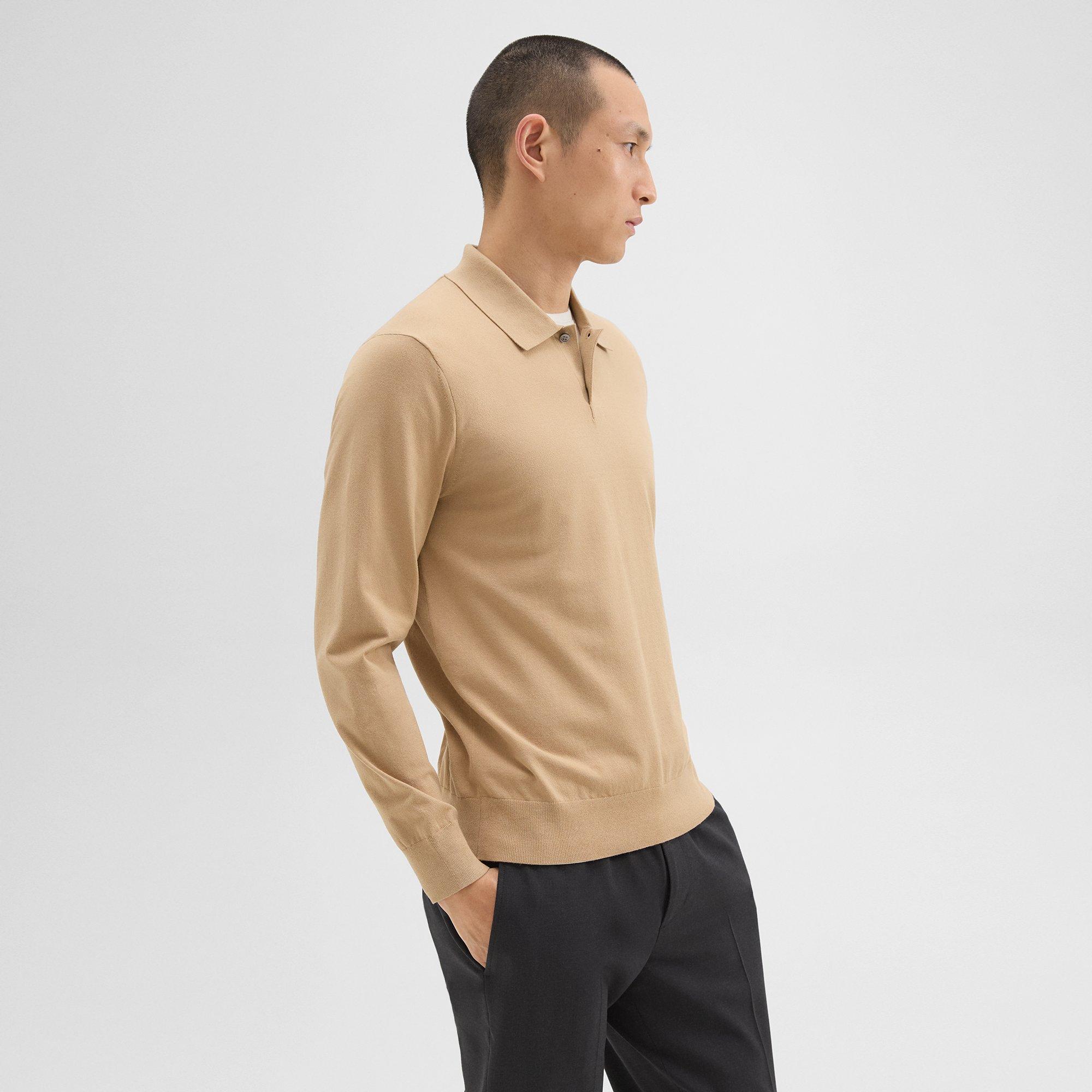 Goris Long-Sleeve Polo Shirt in Light Bilen