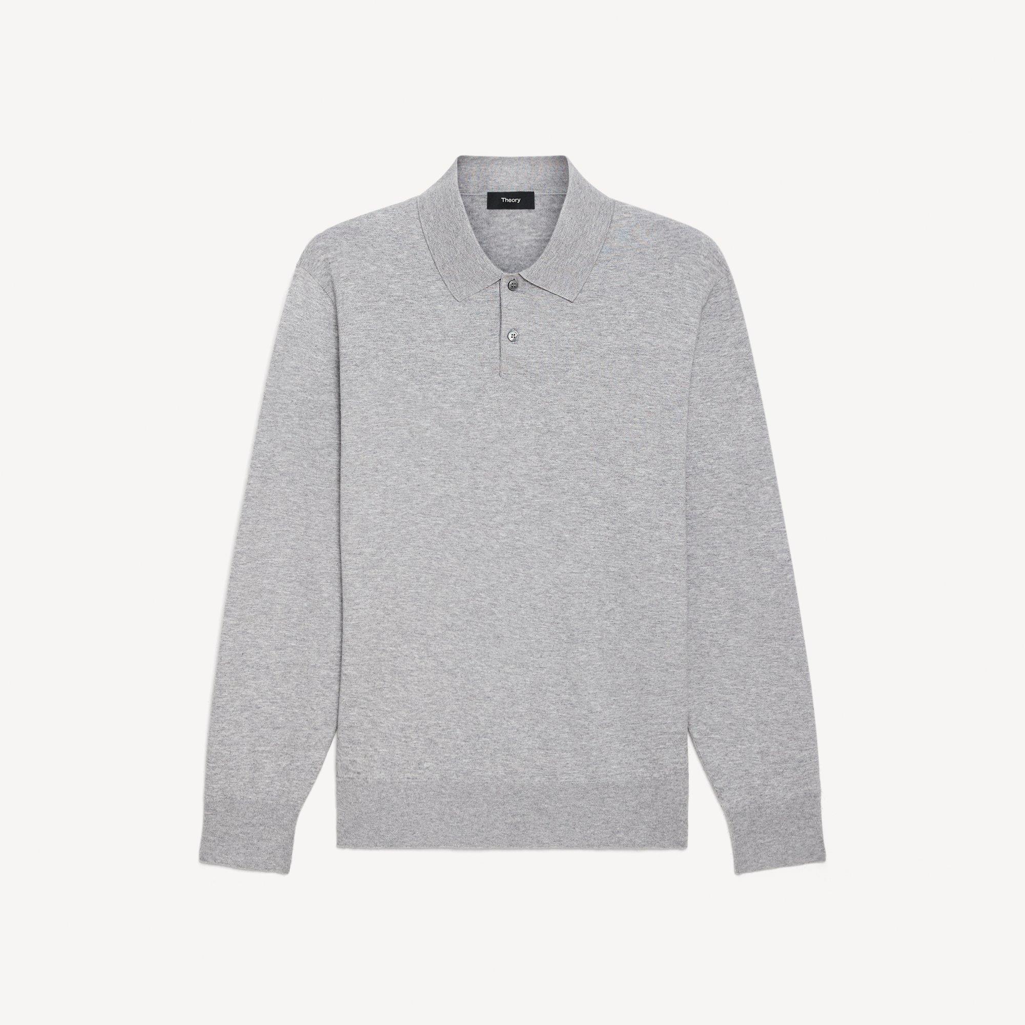 Goris Long-Sleeve Polo Shirt in Light Bilen