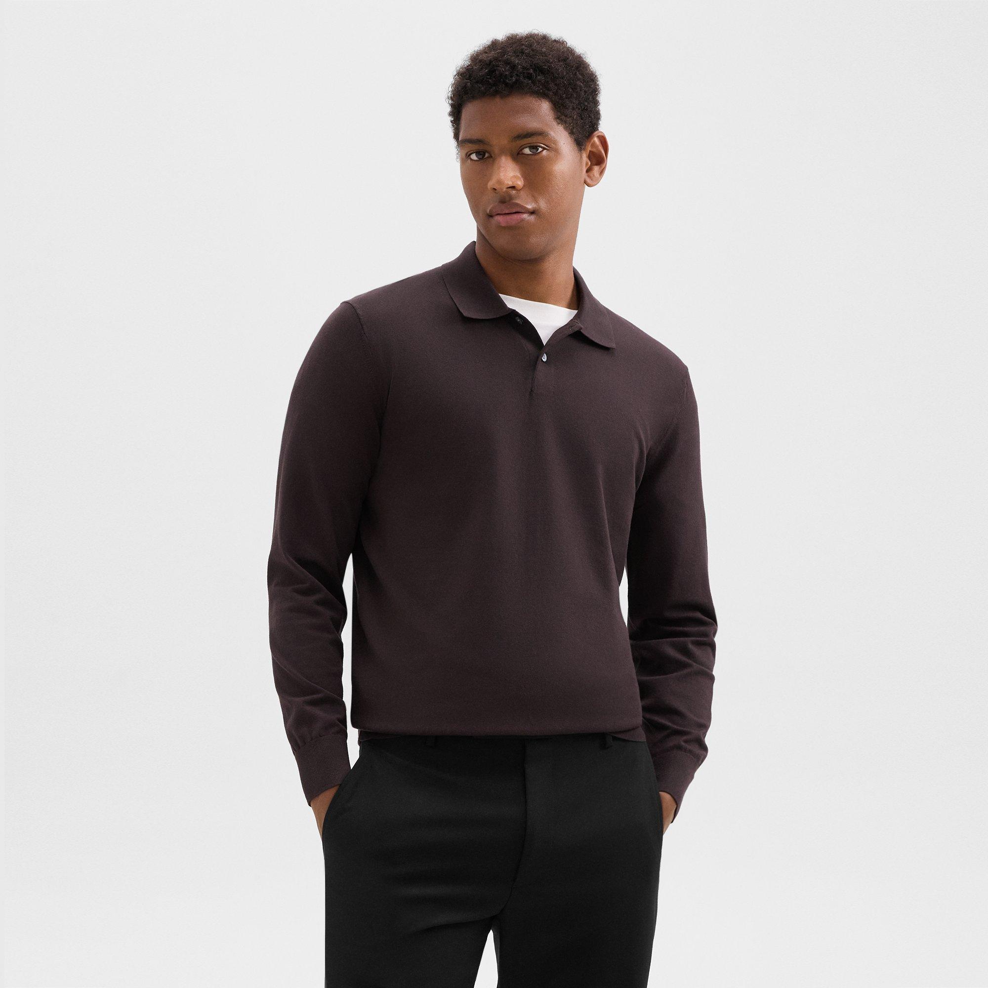 Goris Long-Sleeve Polo Shirt in Light Bilen