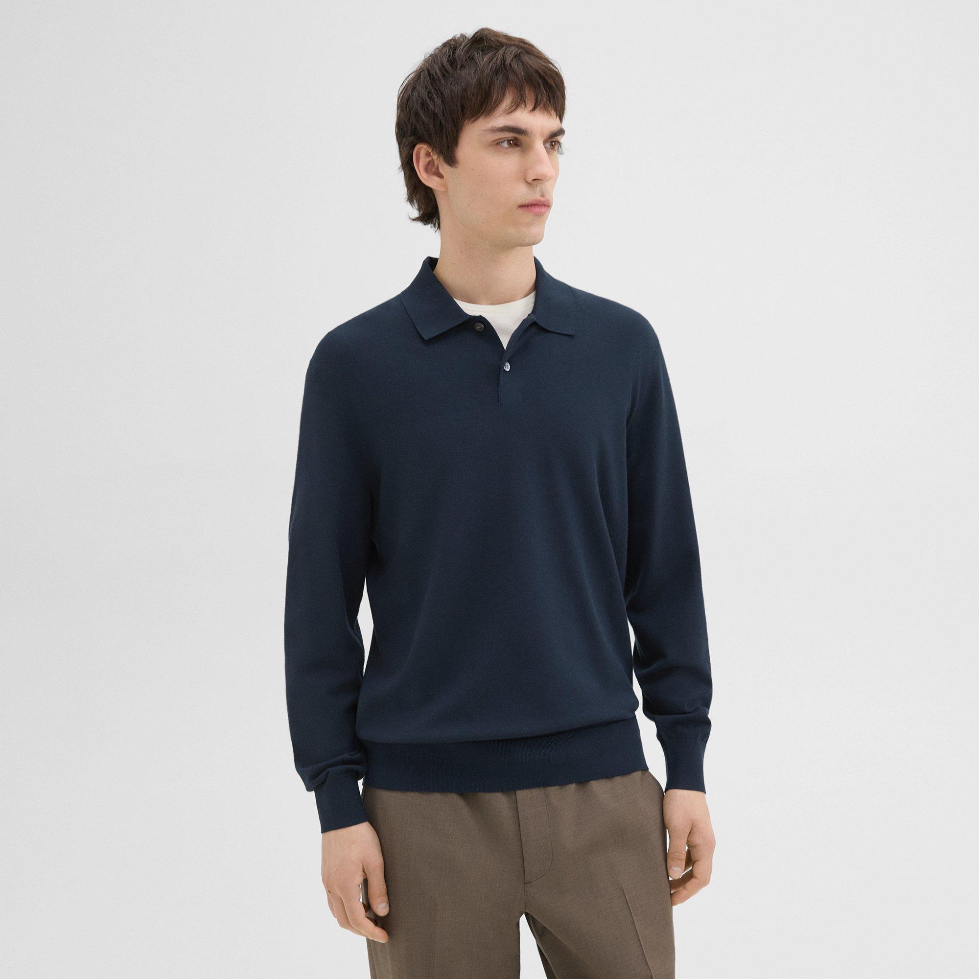 Goris Long-Sleeve Polo Shirt in Light Bilen