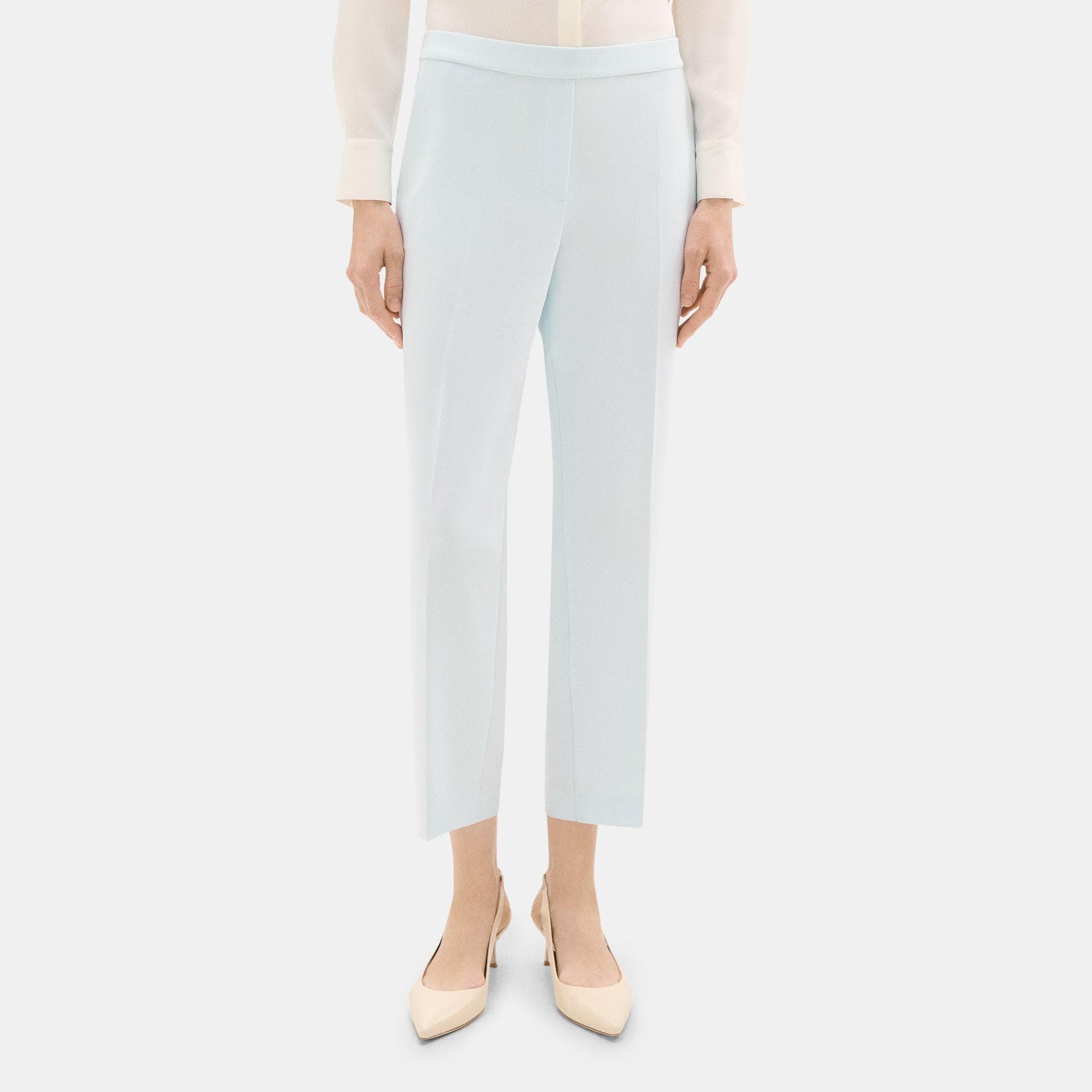 Cropped Slim Pull-On Pant in Crepe