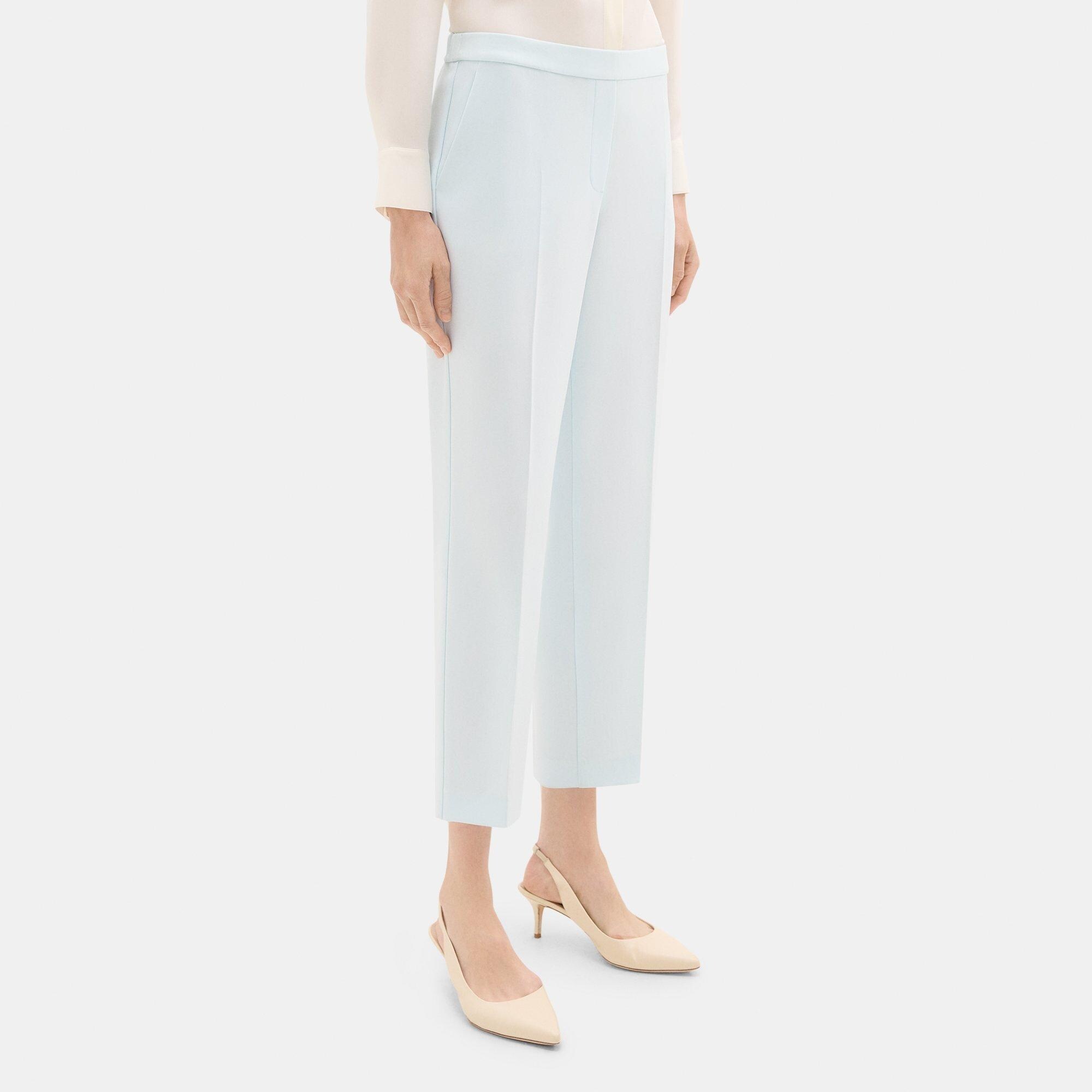 Cropped Slim Pull-On Pant in Crepe
