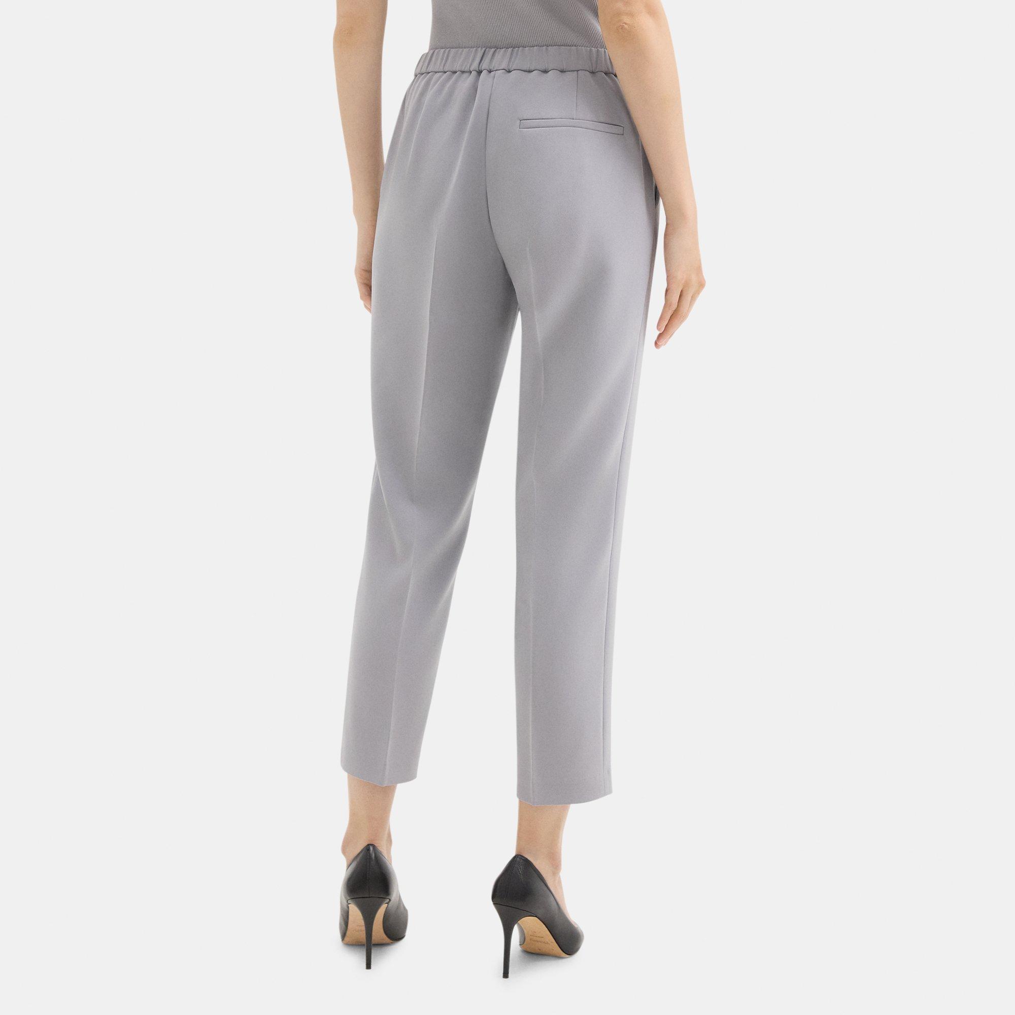 Cropped Slim Pull-On Pant in Crepe