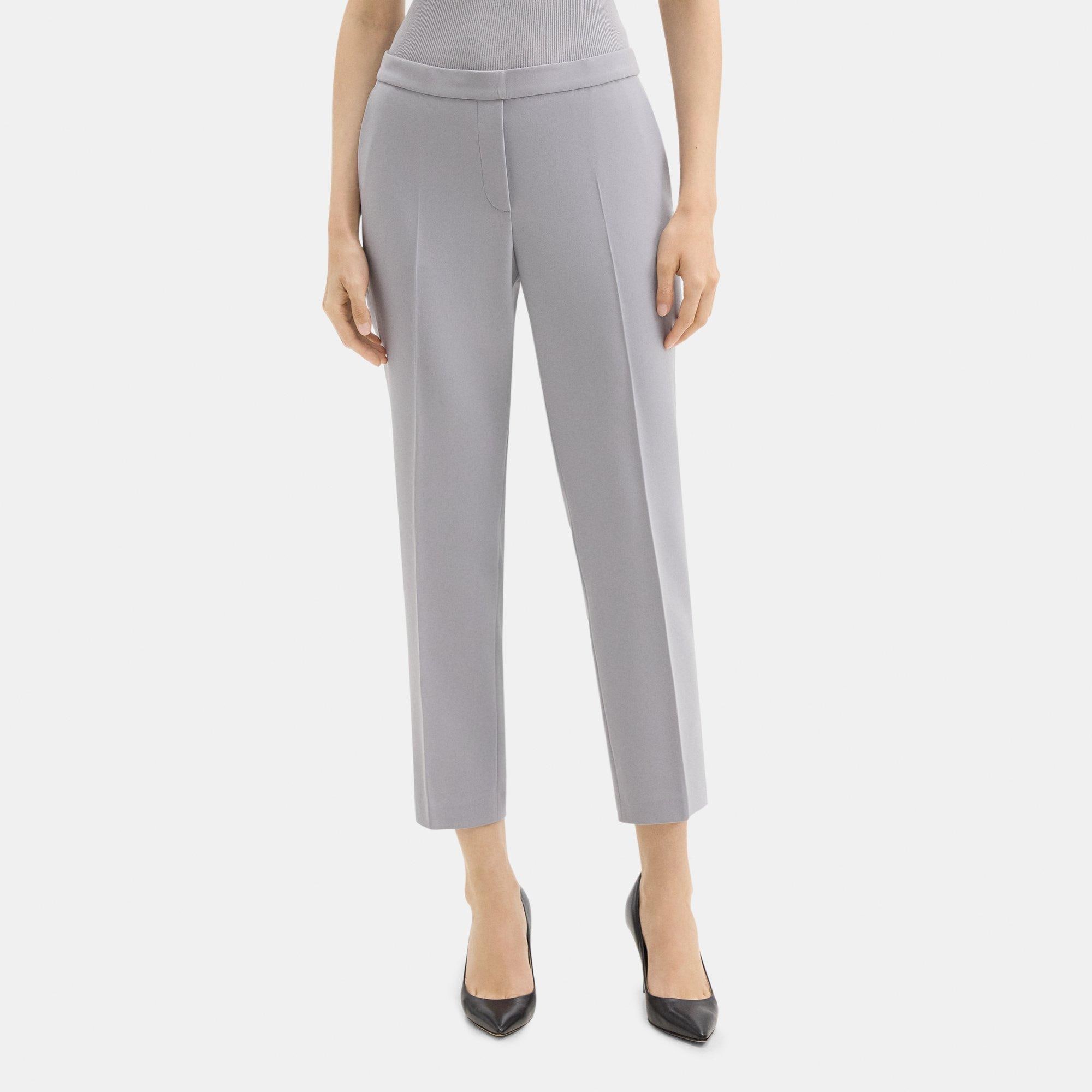 Cropped Slim Pull-On Pant in Crepe