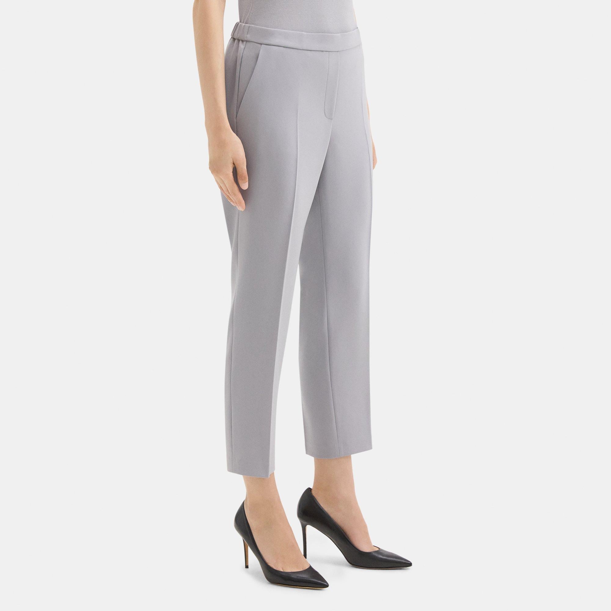 Cropped Slim Pull-On Pant in Crepe