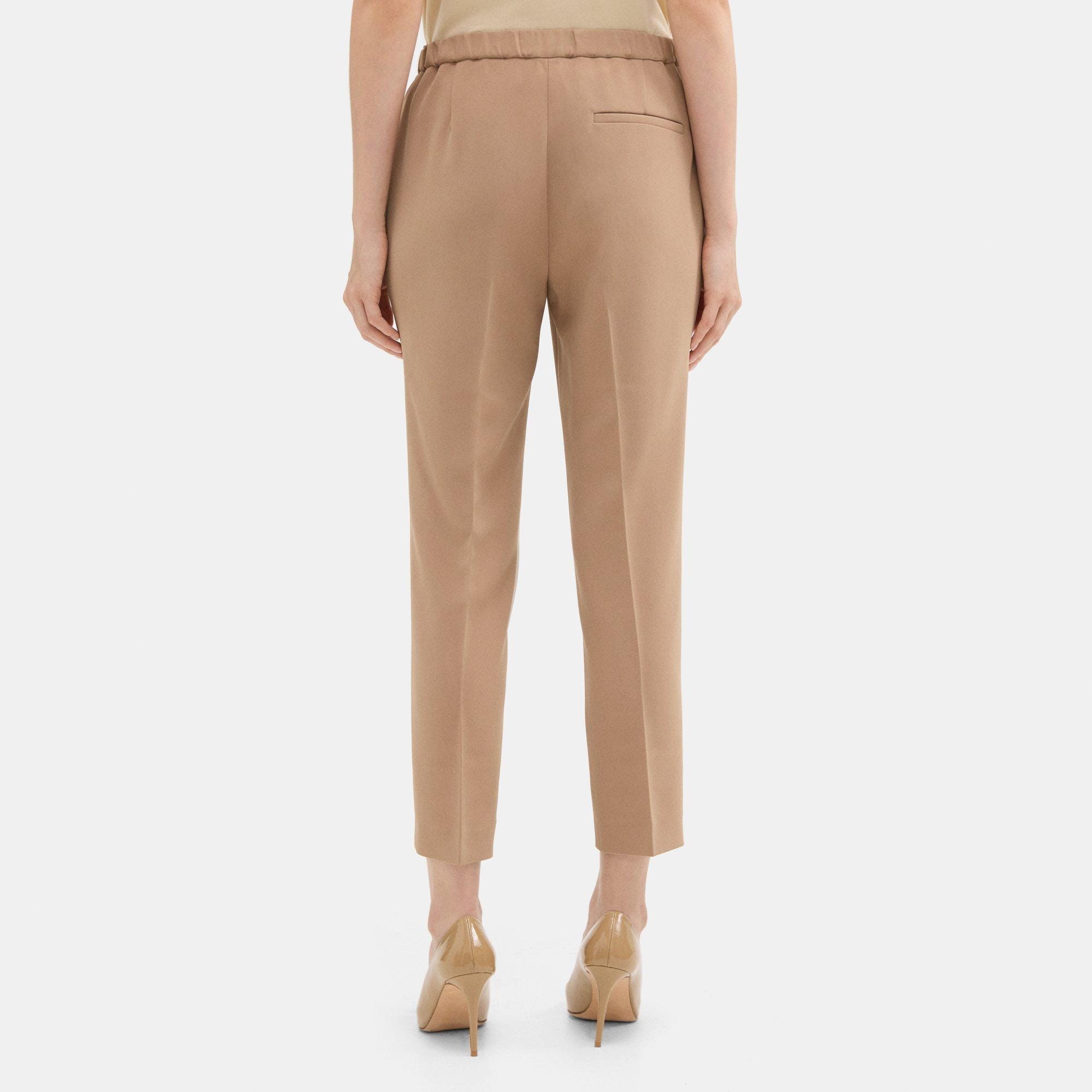 Cropped Slim Pull-On Pant in Crepe