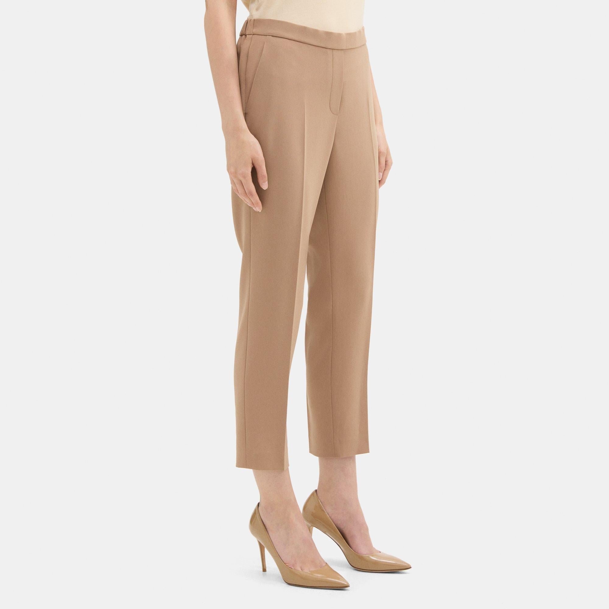 Cropped Slim Pull-On Pant in Crepe