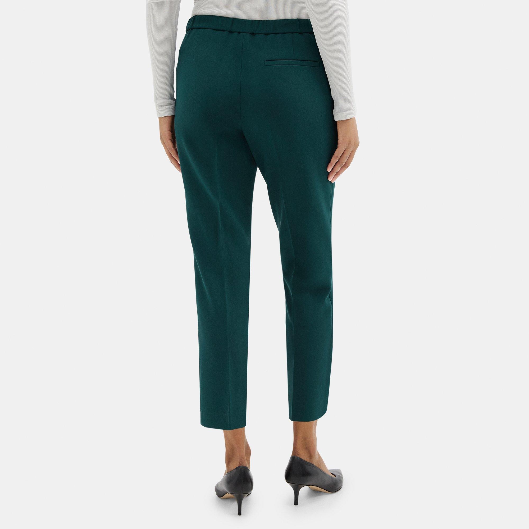 Cropped Slim Pull-On Pant in Crepe