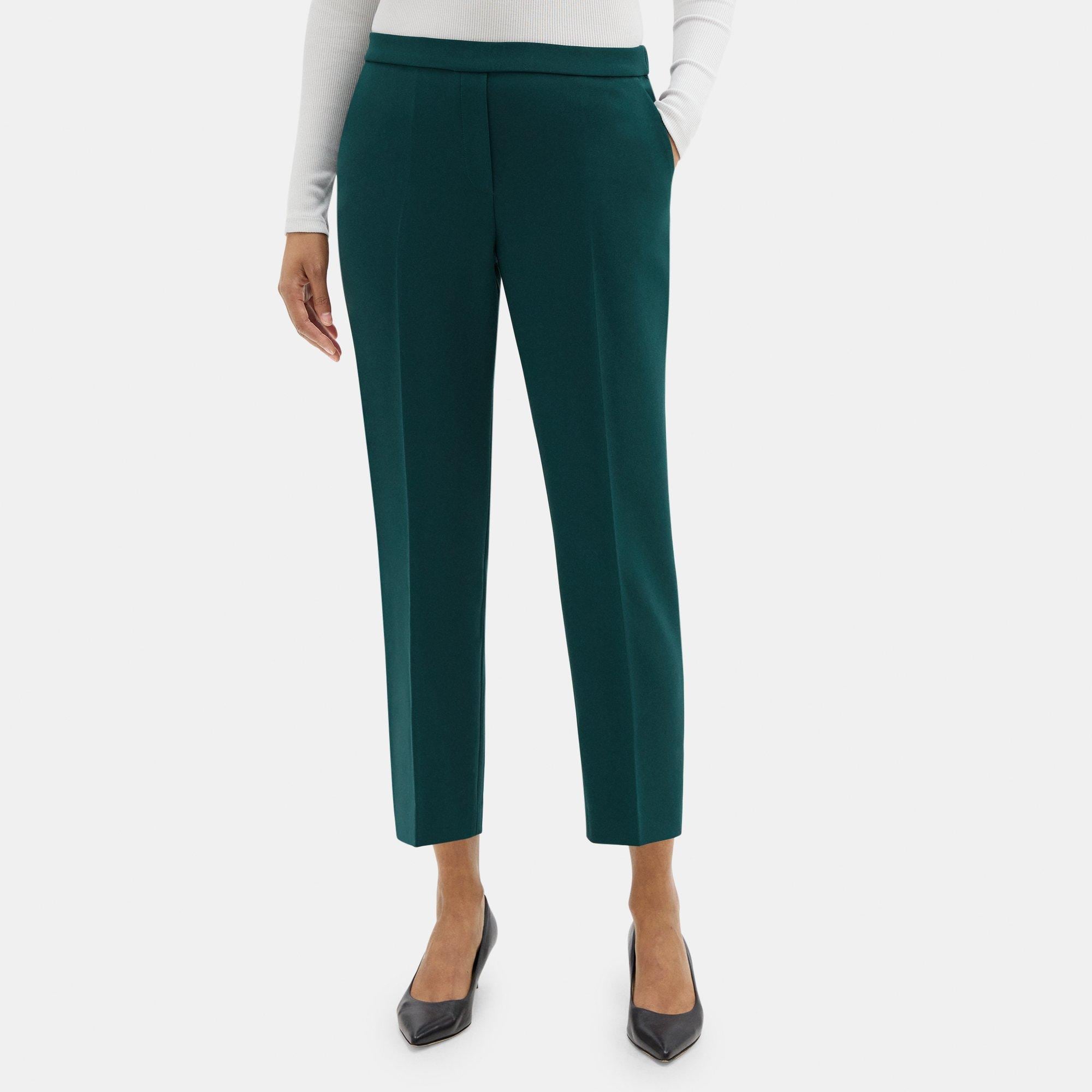 Cropped Slim Pull-On Pant in Crepe