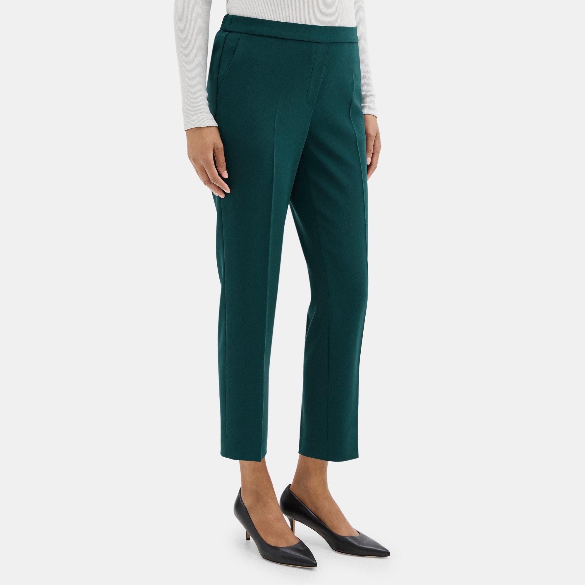 Cropped Slim Pull-On Pant in Crepe