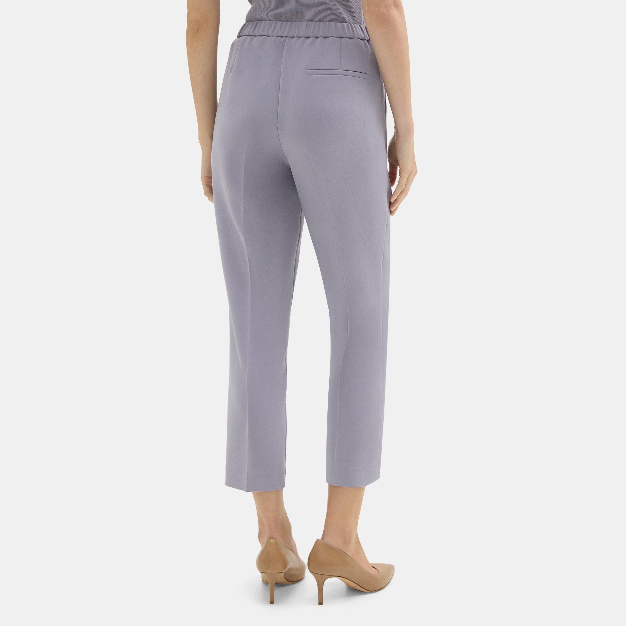 Cropped Slim Pull-On Pant in Crepe