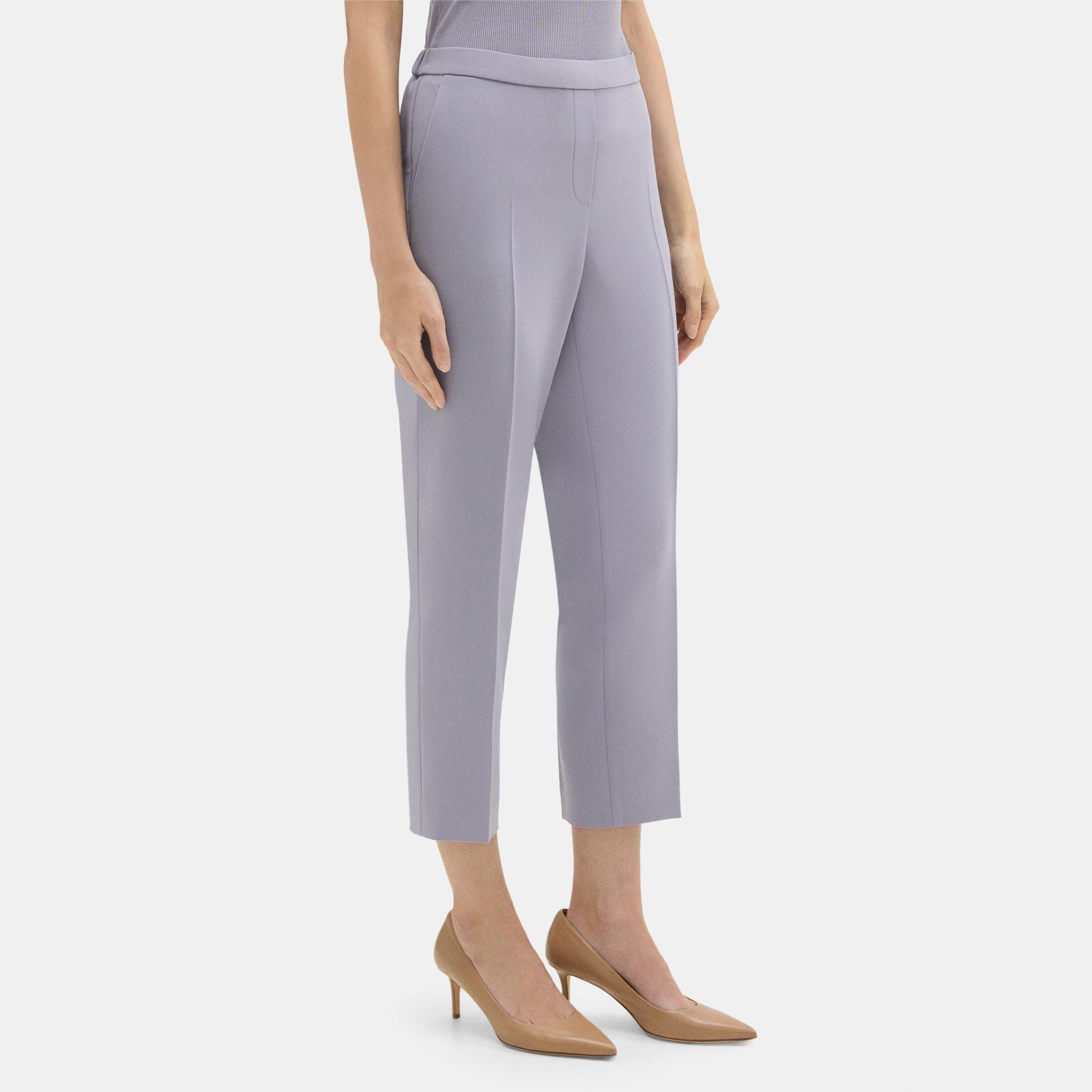 Cropped Slim Pull-On Pant in Crepe