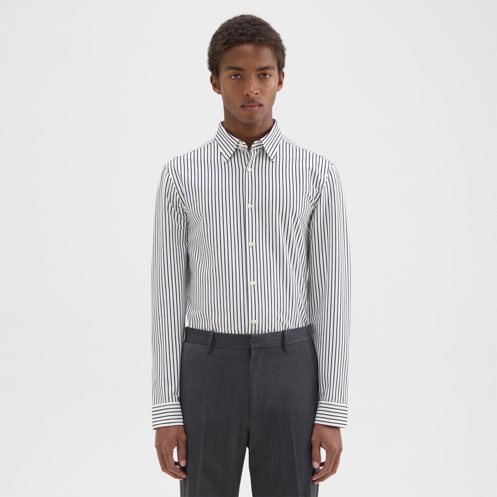 Theory Sylvain Shirt in Striped Structure Knit