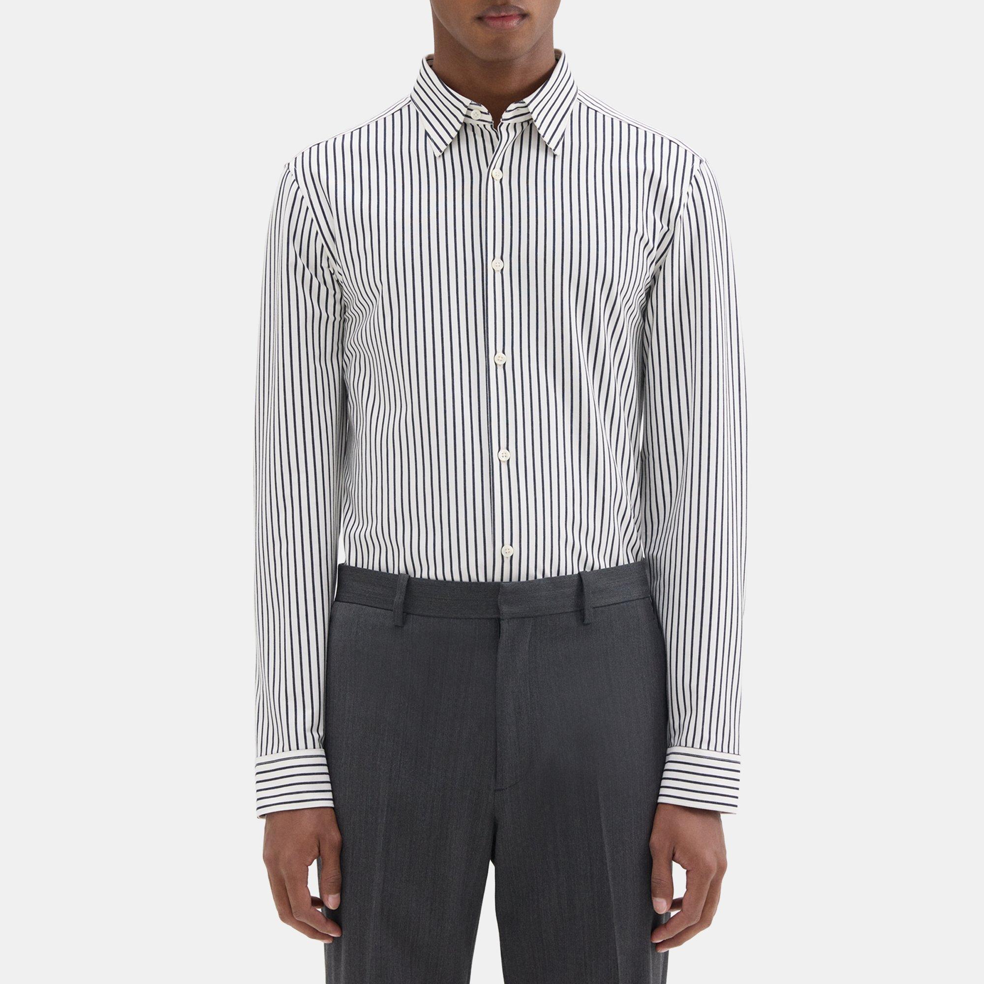 Theory Sylvain Shirt in Striped Structure Knit