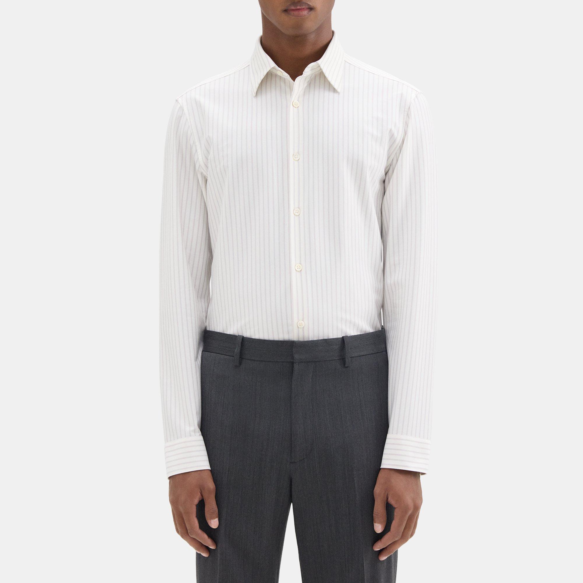 Theory Sylvain Shirt in Striped Structure Knit