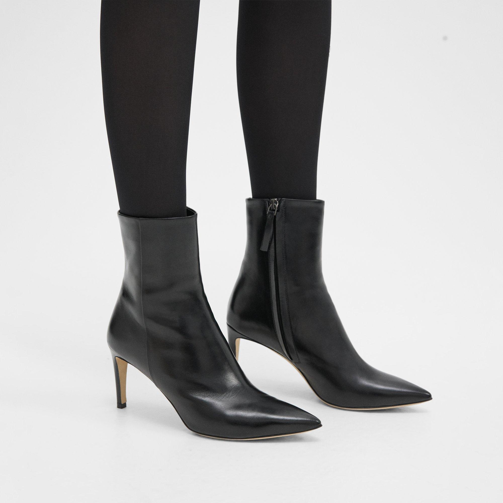 Theory Heel Bootie in Leather