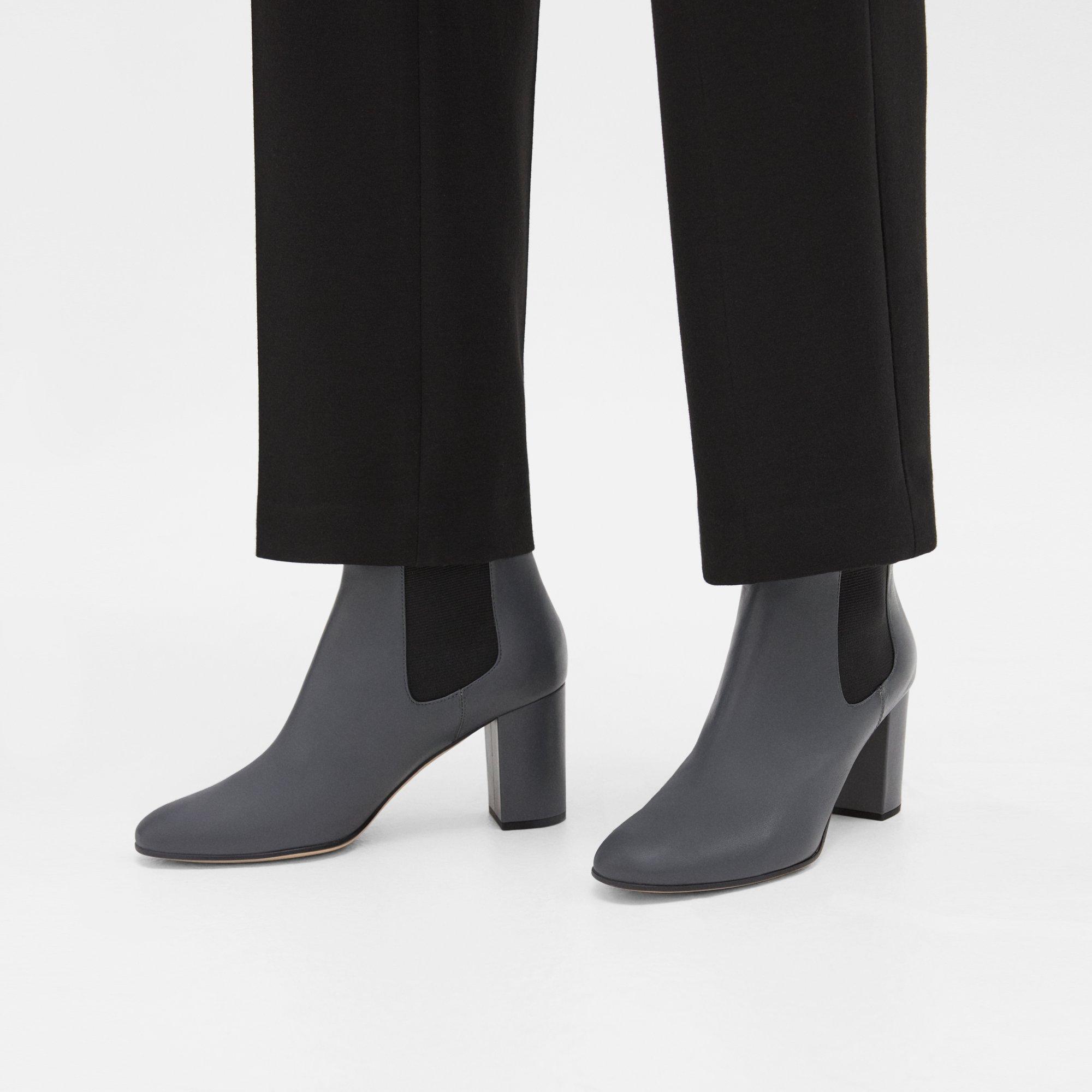 Theory Block Heel Chelsea Bootie in Leather