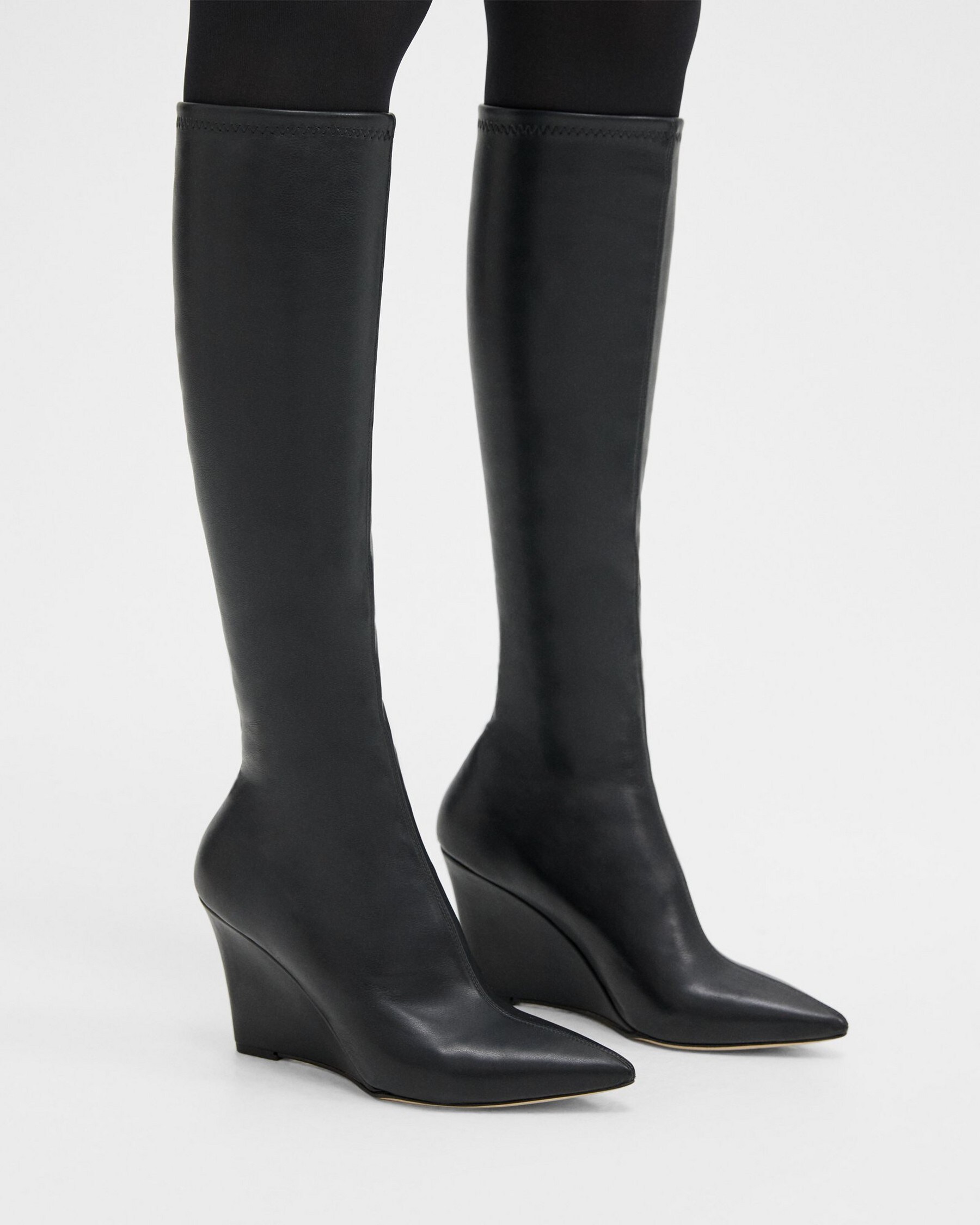 Theory Knee-High Wedge Boot in Leather
