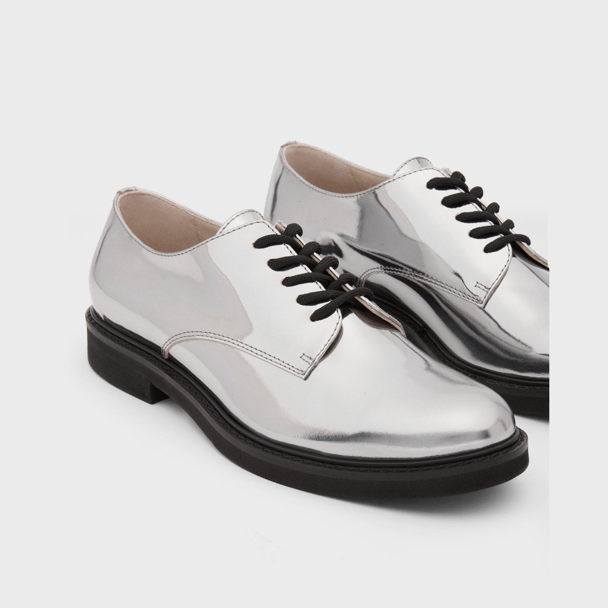 Metallic silver hot sale oxford shoes