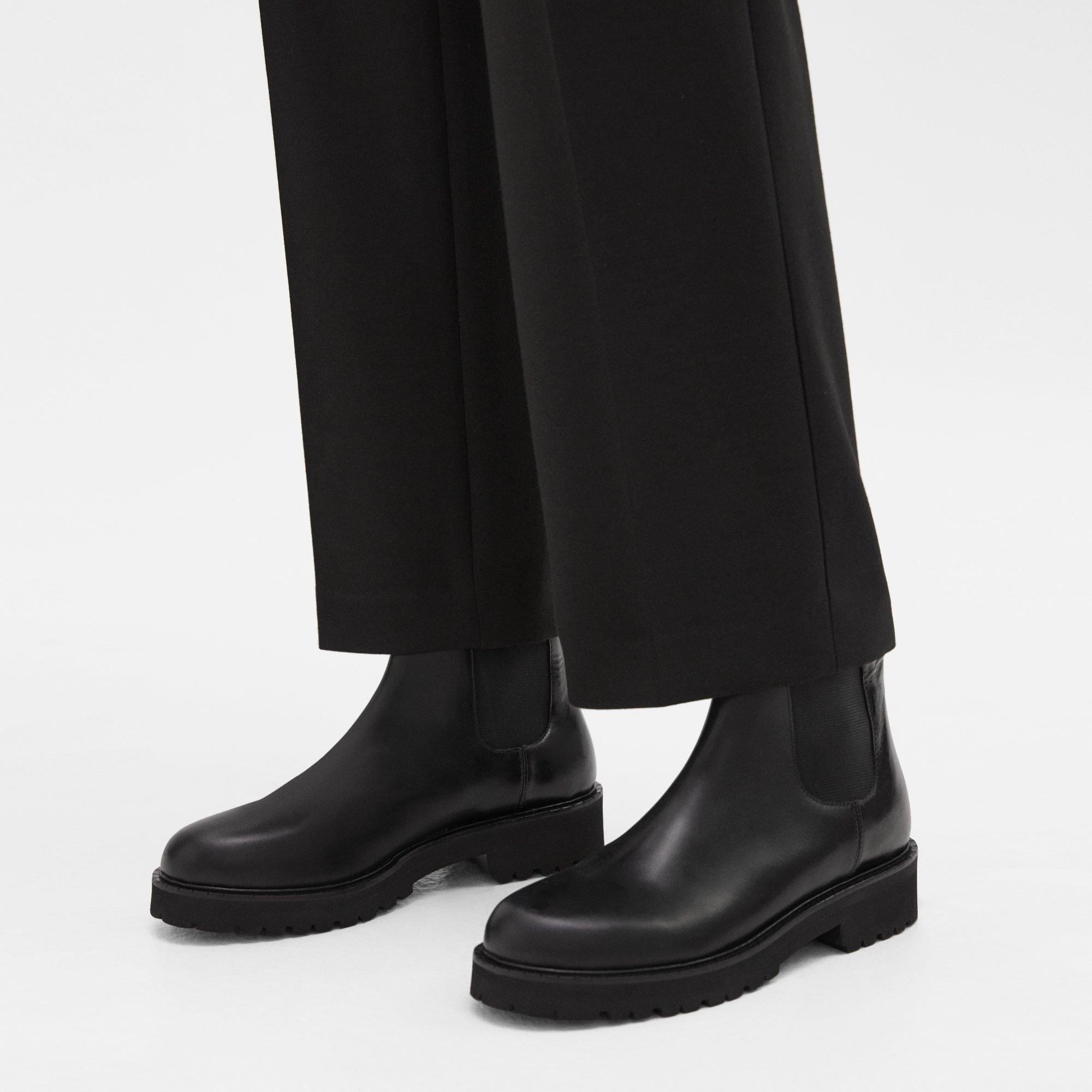Theory Lug Chelsea Booties in Leather