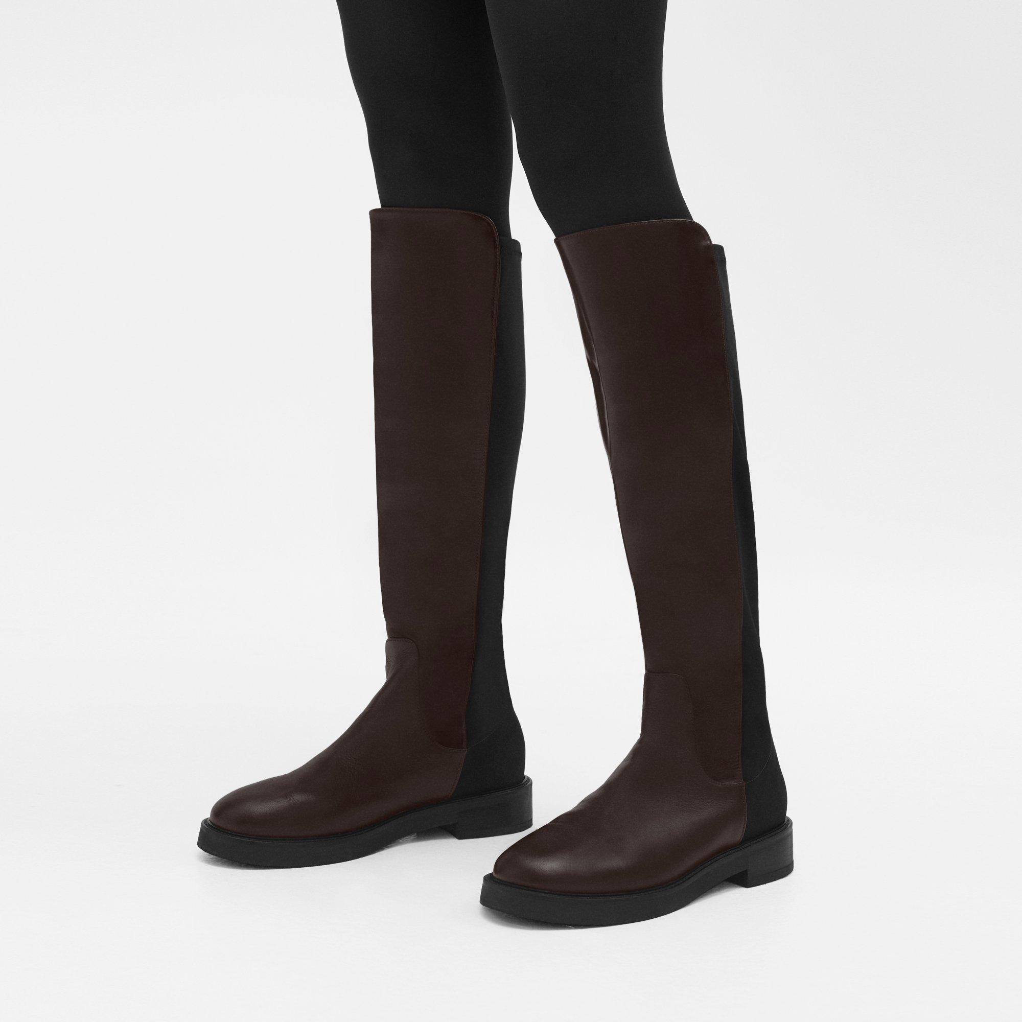 Theory Knee-High Pull-On Boot in Leather